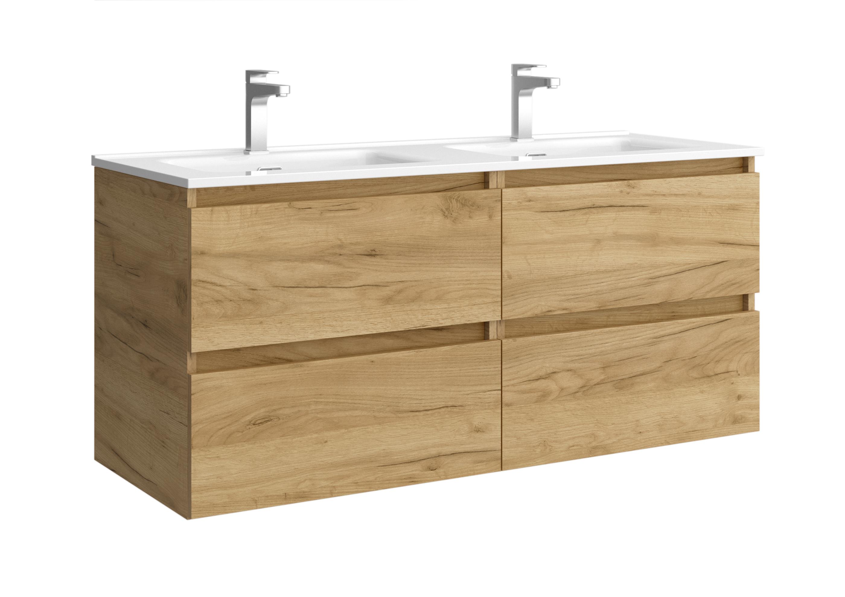 Imagen 0 de Mueble de baño con 4 cajones y 2 lavabos de porcelana Bequia Salgar Marrón