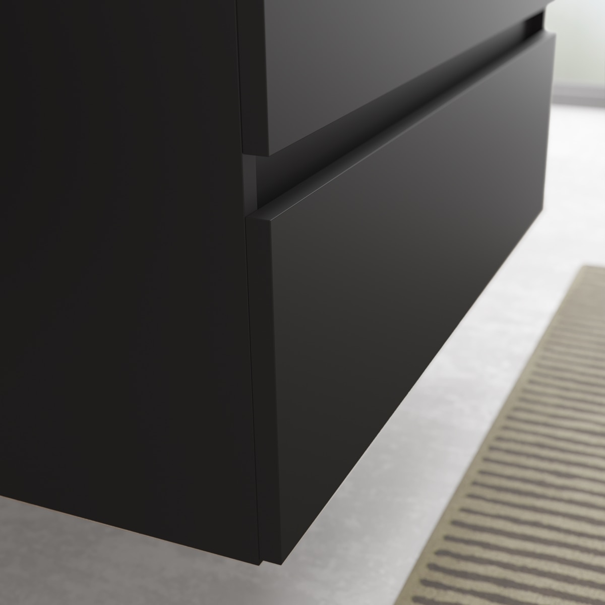 Mueble de baño con 2 cajones y lavabo sobre Encimera Bequia Salgar - Negro 60 cm Negro-5