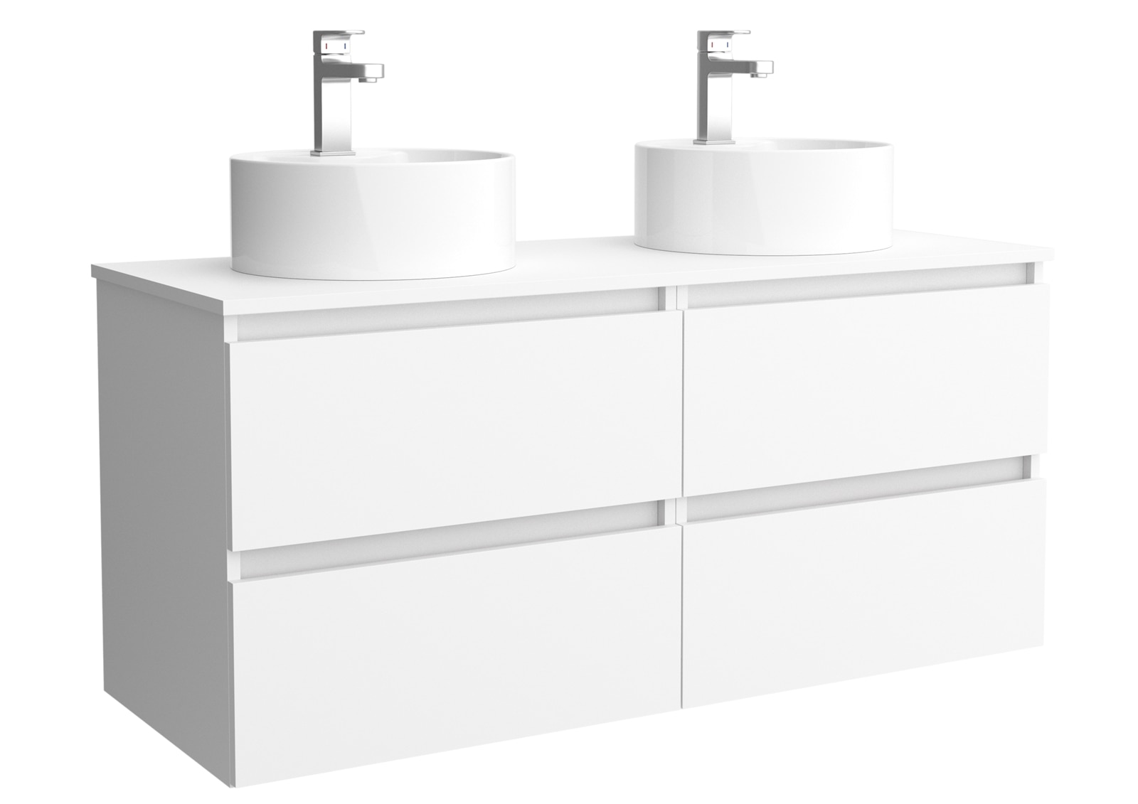 Imagen 1 de Mueble de baño con 4 cajones y 2 lavabos sobre Encimera Bequia Salgar - Blanco 120 cm Blanco