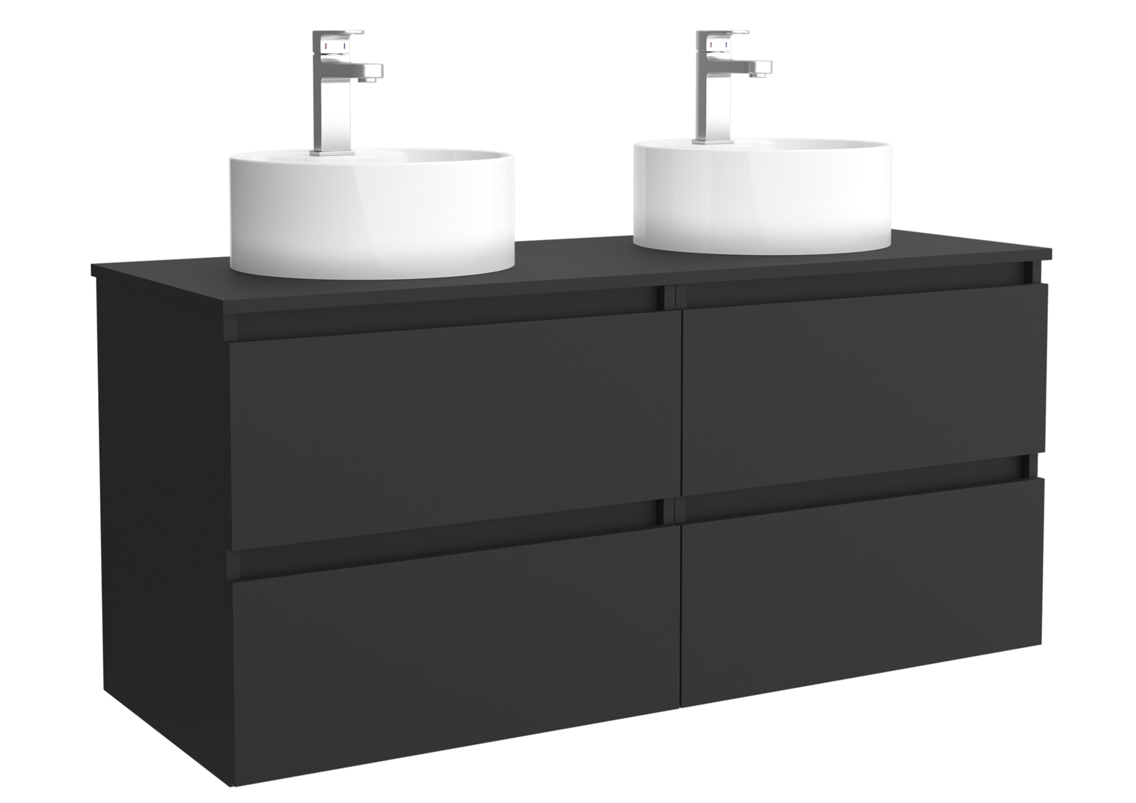 Imagen 1 de Mueble de baño con 4 cajones y 2 lavabos sobre Encimera Bequia Salgar - Negro 120 cm Negro