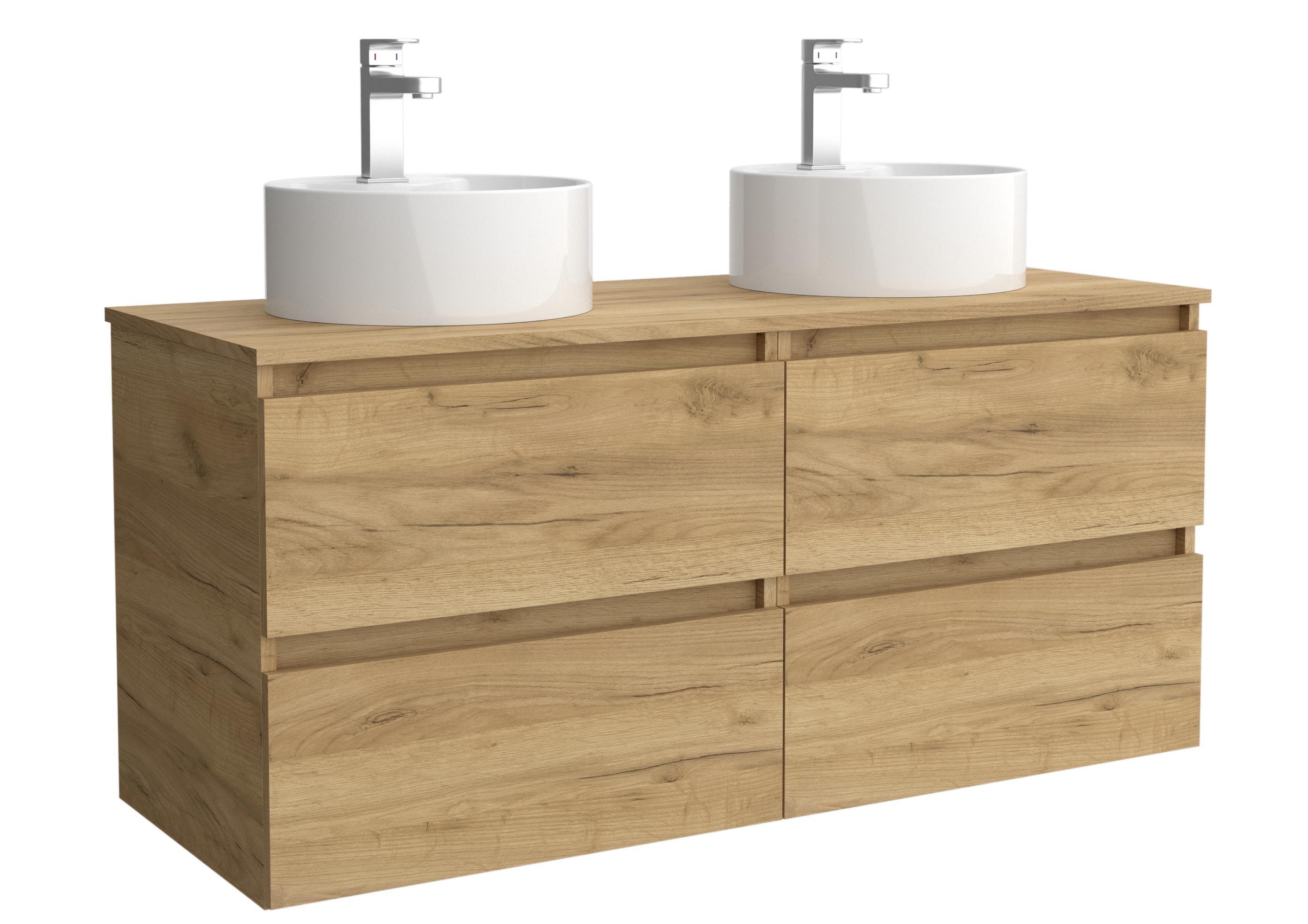 Imagen 1 de Mueble de baño con 4 cajones y 2 lavabos sobre Encimera Bequia Salgar - Roble 120 cm Roble