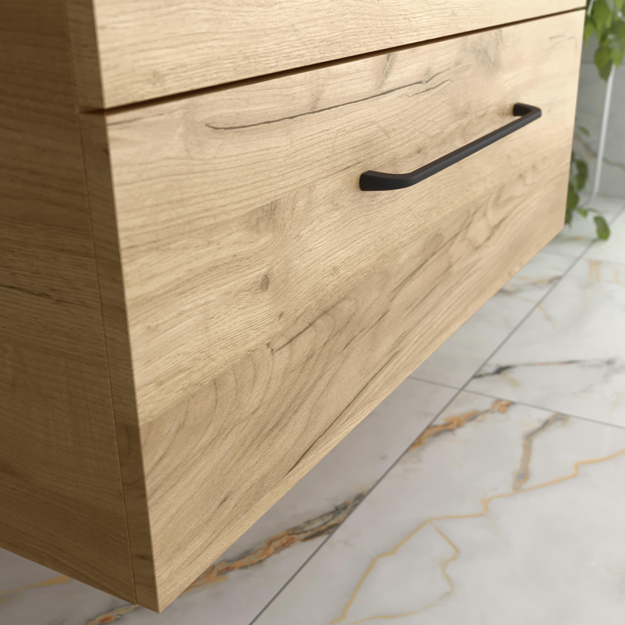 Imagen 4 de Mueble de baño con 2 cajones y Lavabo de porcelana Morai Salgar - Marrón 80 cm Marrón