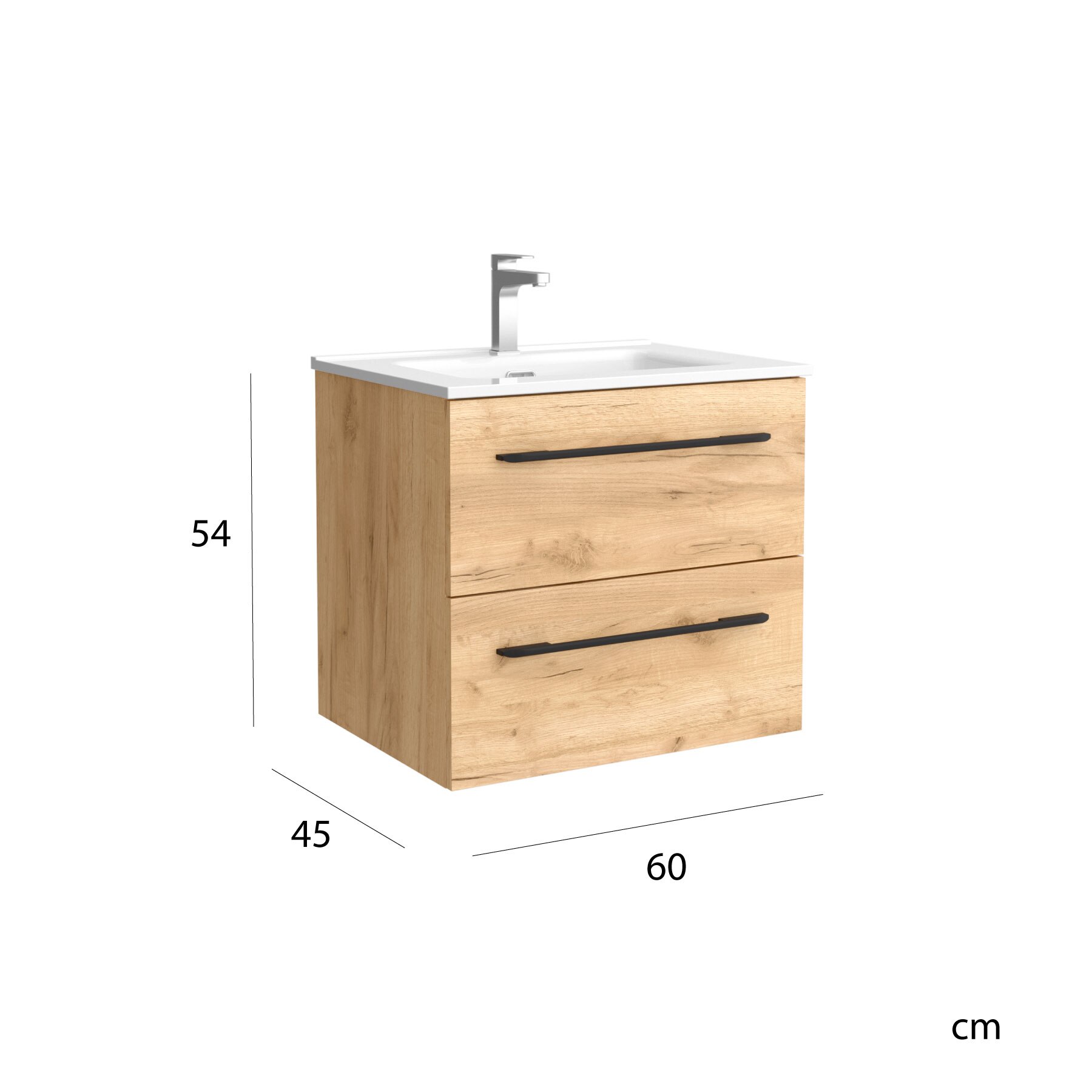 Imagen 6 de Mueble de baño con 2 cajones y Lavabo de porcelana Morai Salgar - Marrón 80 cm Marrón
