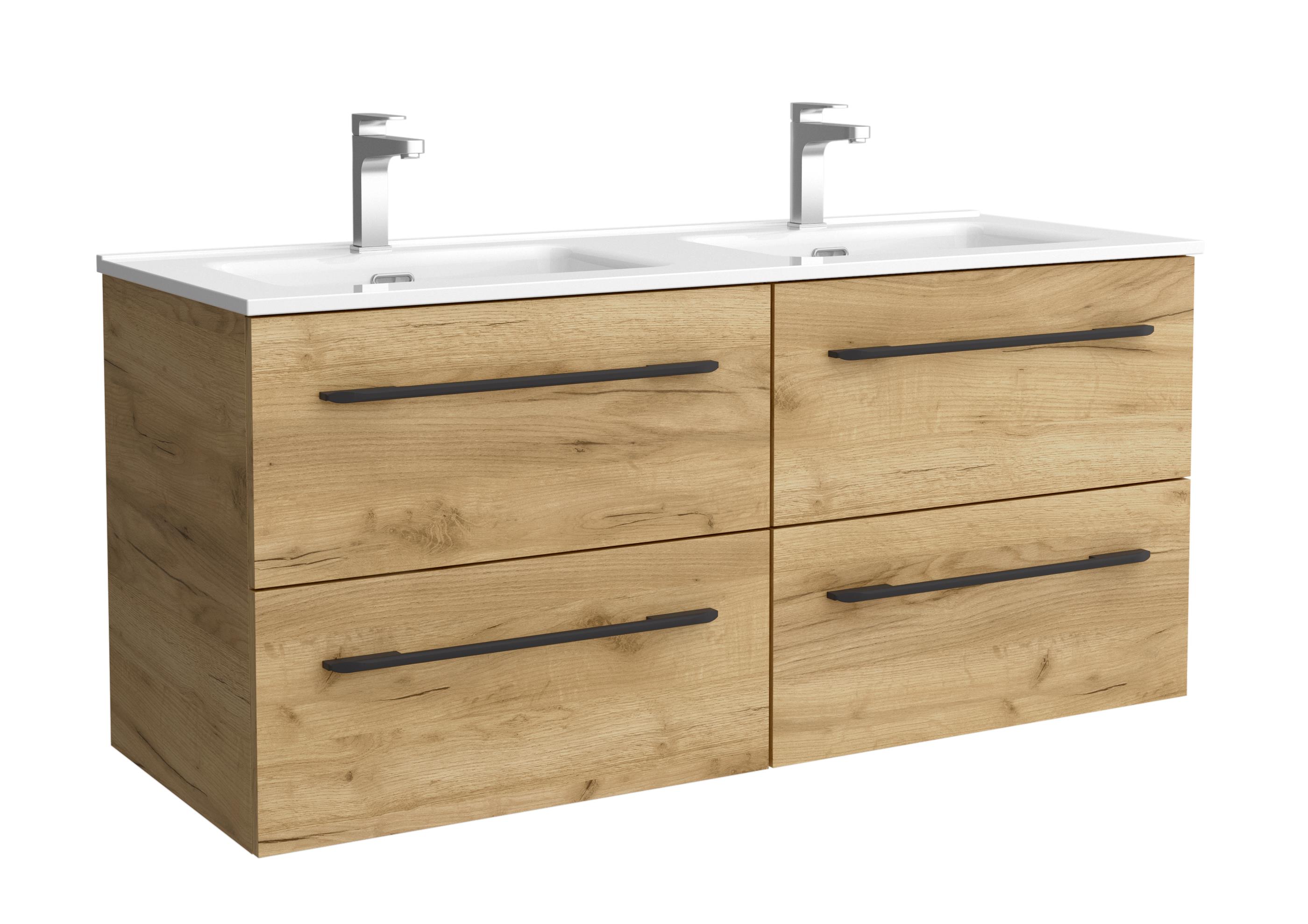 Imagen 1 de Mueble de baño con 4 cajones y lavabo de porcelana Morai Salgar - Marrón 120 cm Marrón