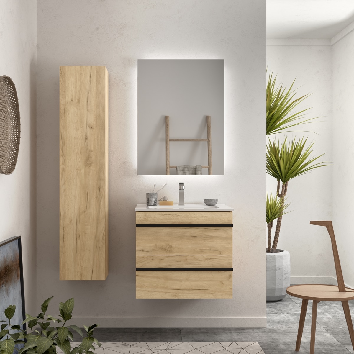 Imagen 2 de Mueble de baño con 2 cajones lavabo Born Salgar - Marrón 100 cm Marrón