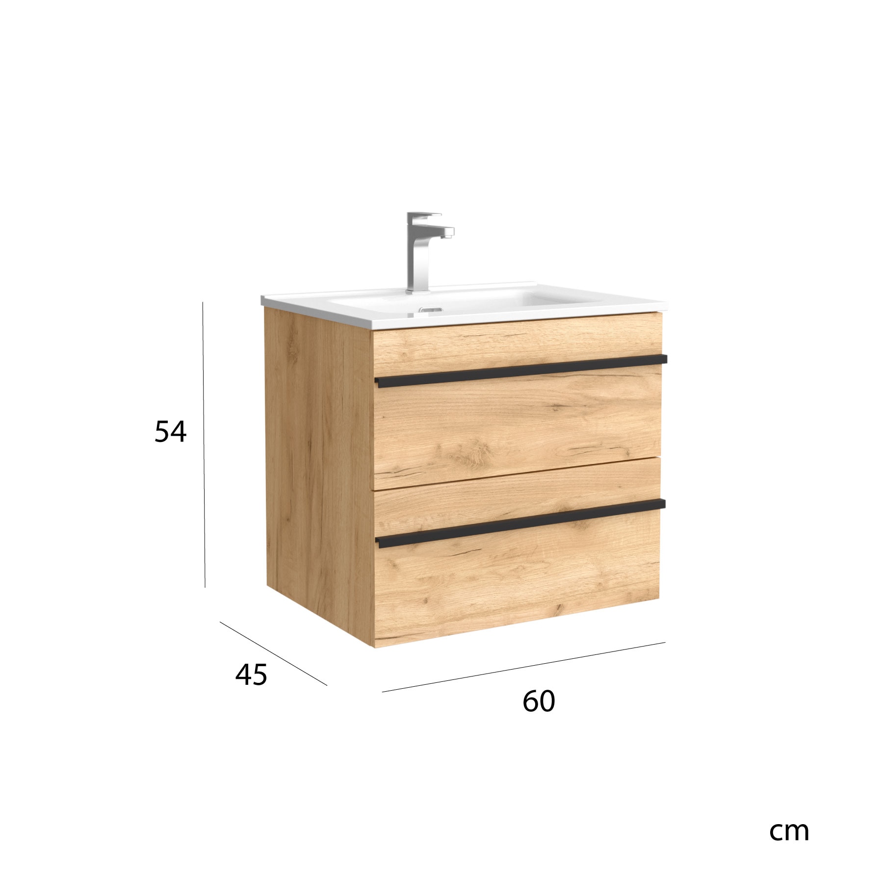 Imagen 6 de Mueble de baño con 2 cajones lavabo Born Salgar - Marrón 100 cm Marrón