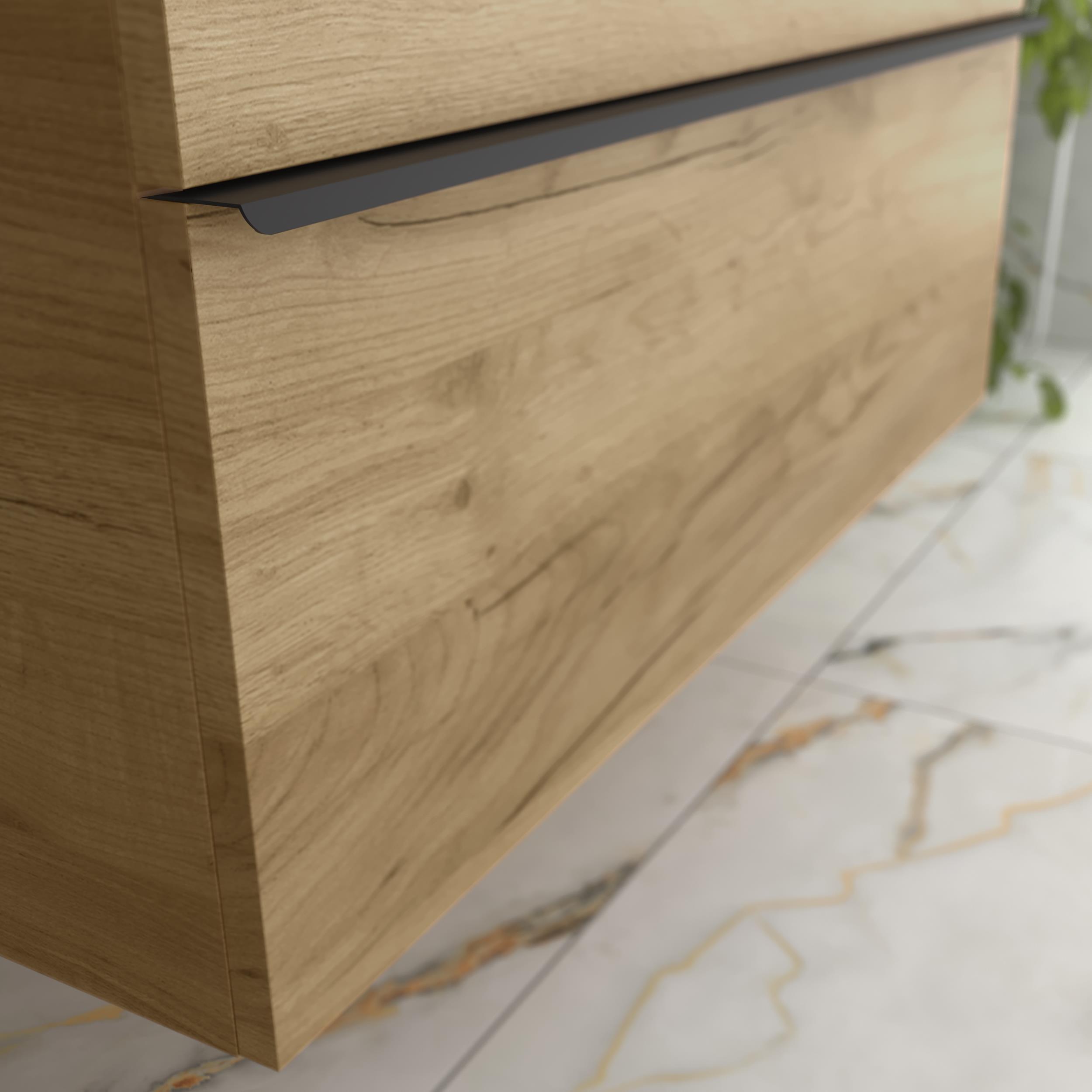 Imagen 4 de Mueble de baño con 2 cajones tirador de pestaña y lavabo sobre encimera Nabua Salgar - Roble 80 cm Roble