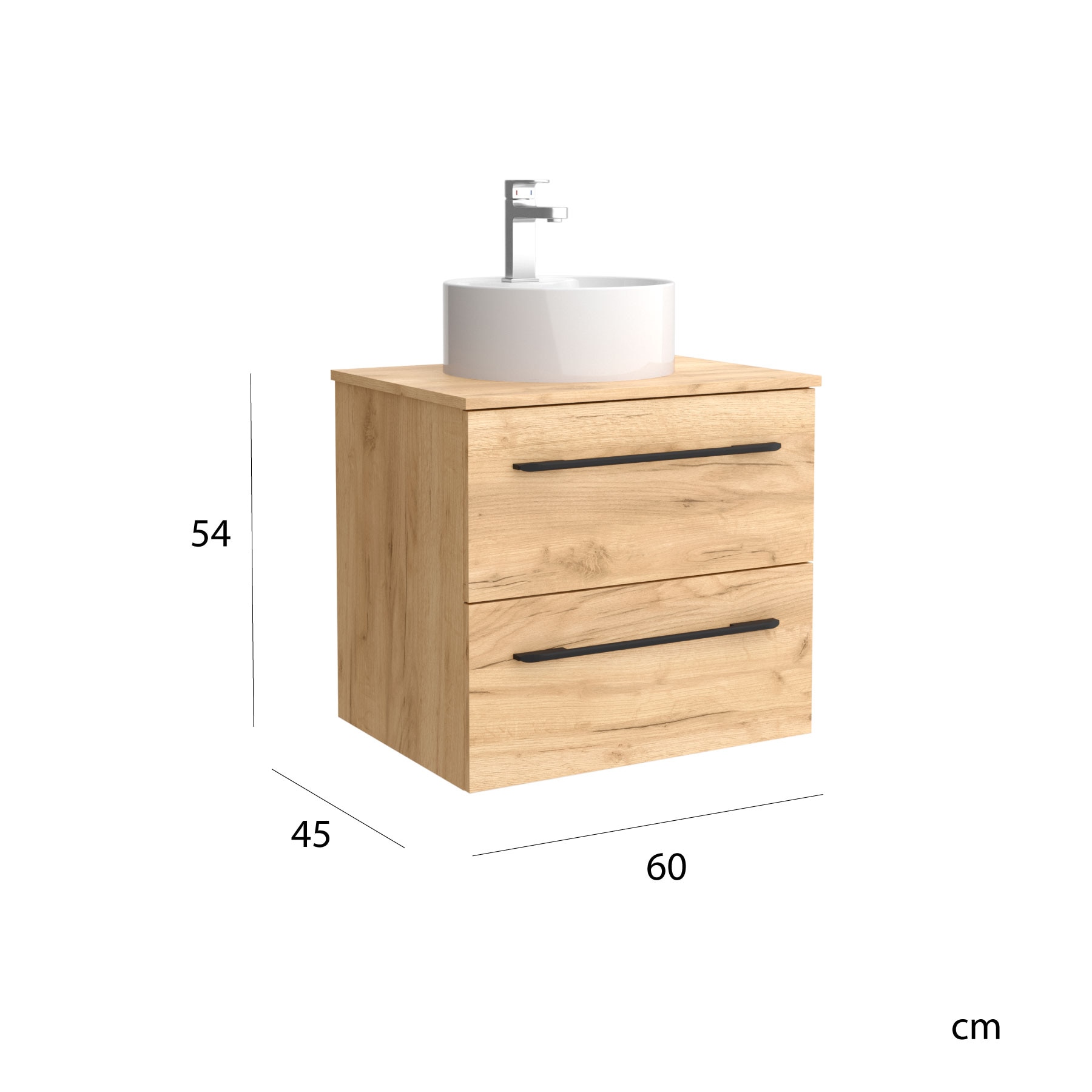 Imagen 6 de Mueble de baño con 2 cajones y lavabo sobre encimera Morai Salgar - Marrón 100 cm Marrón