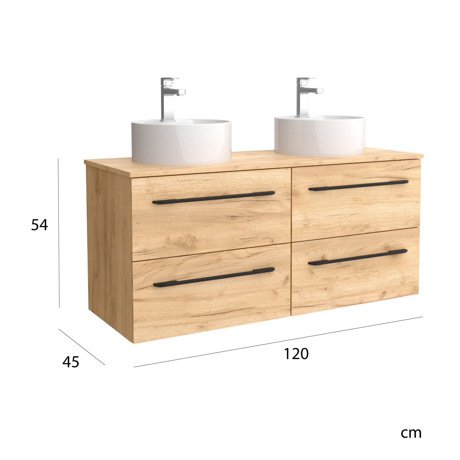 Imagen 5 de Mueble de baño con 4 cajones y Lavabo sobre encimera Morai Salgar - Marrón 120 cm Marrón