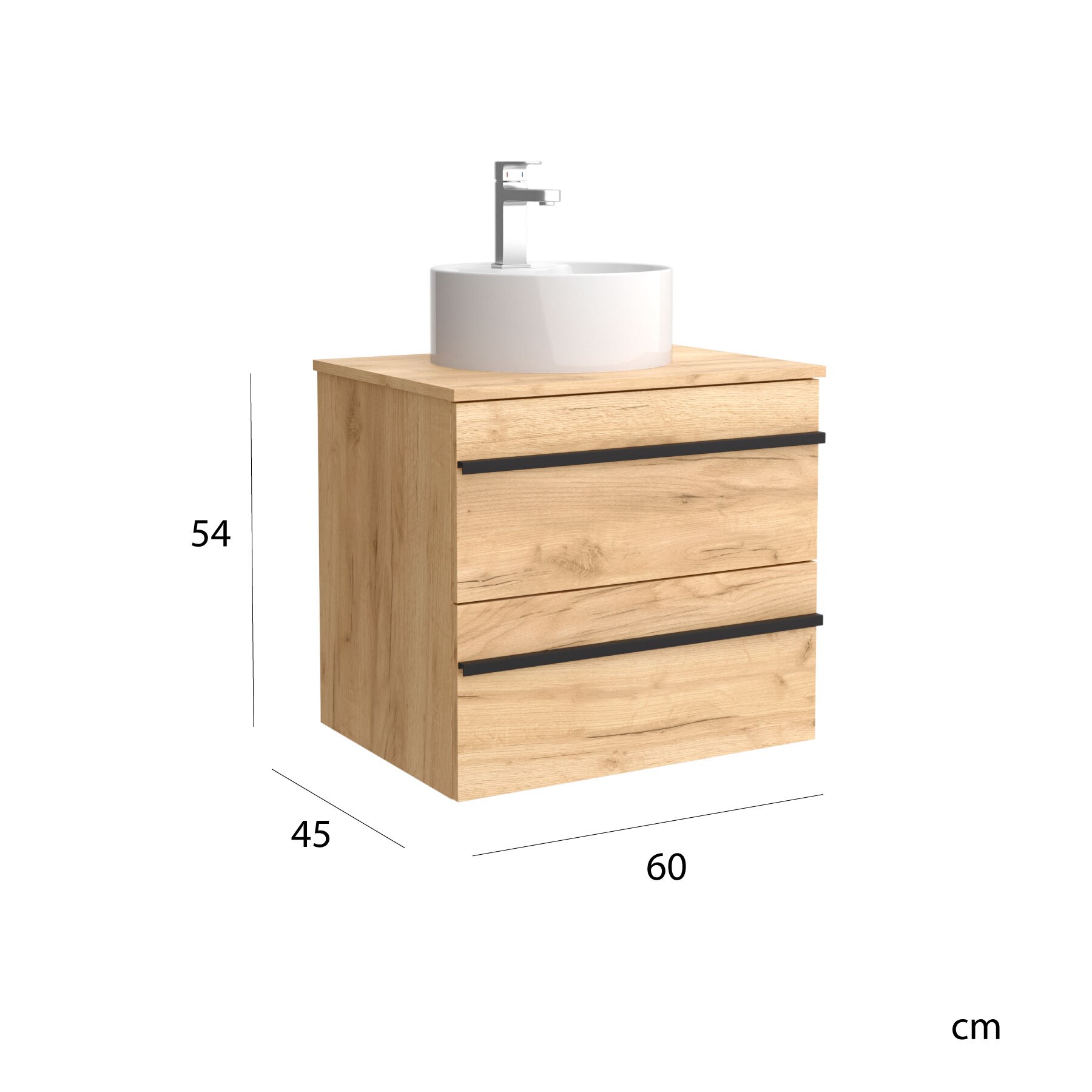 Imagen 6 de Mueble de baño con 2 cajones y lavabo sobre encimera Born Salgar - Marrón 100 cm Marrón