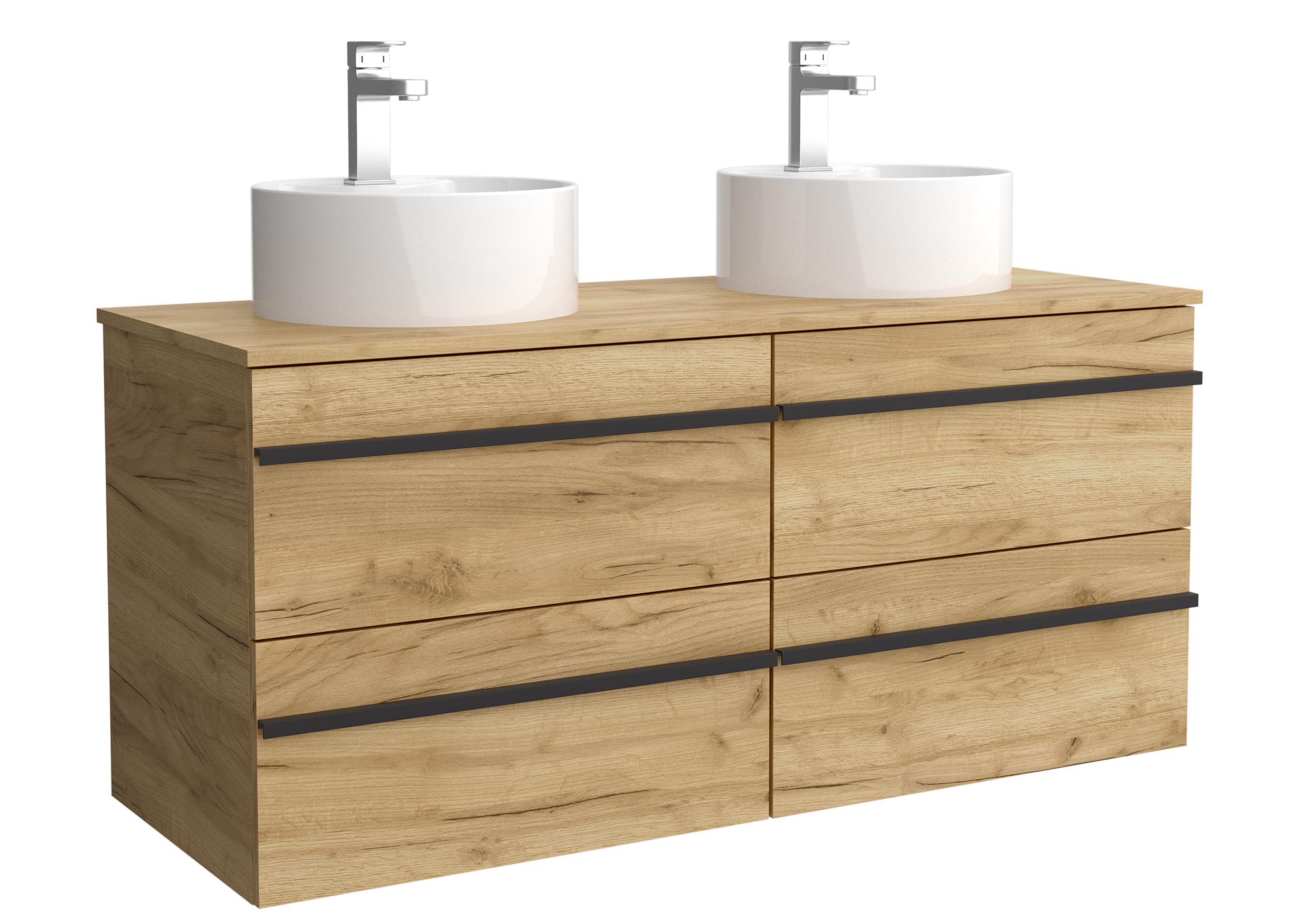 Imagen 1 de Mueble de baño con 4 cajones y 2 lavabos sobre encimera Born Salgar - Marrón 120 cm Marrón