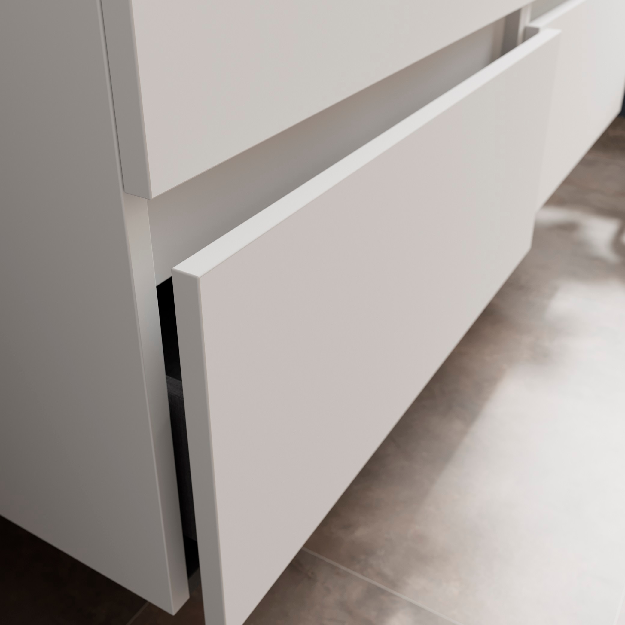 Imagen 5 de Mueble de baño con 2 cajones coqueta izquierda 2 huecos y Lavabo integrado Bequia Salgar - Blanco / Roble 100 cm Blanco / Roble