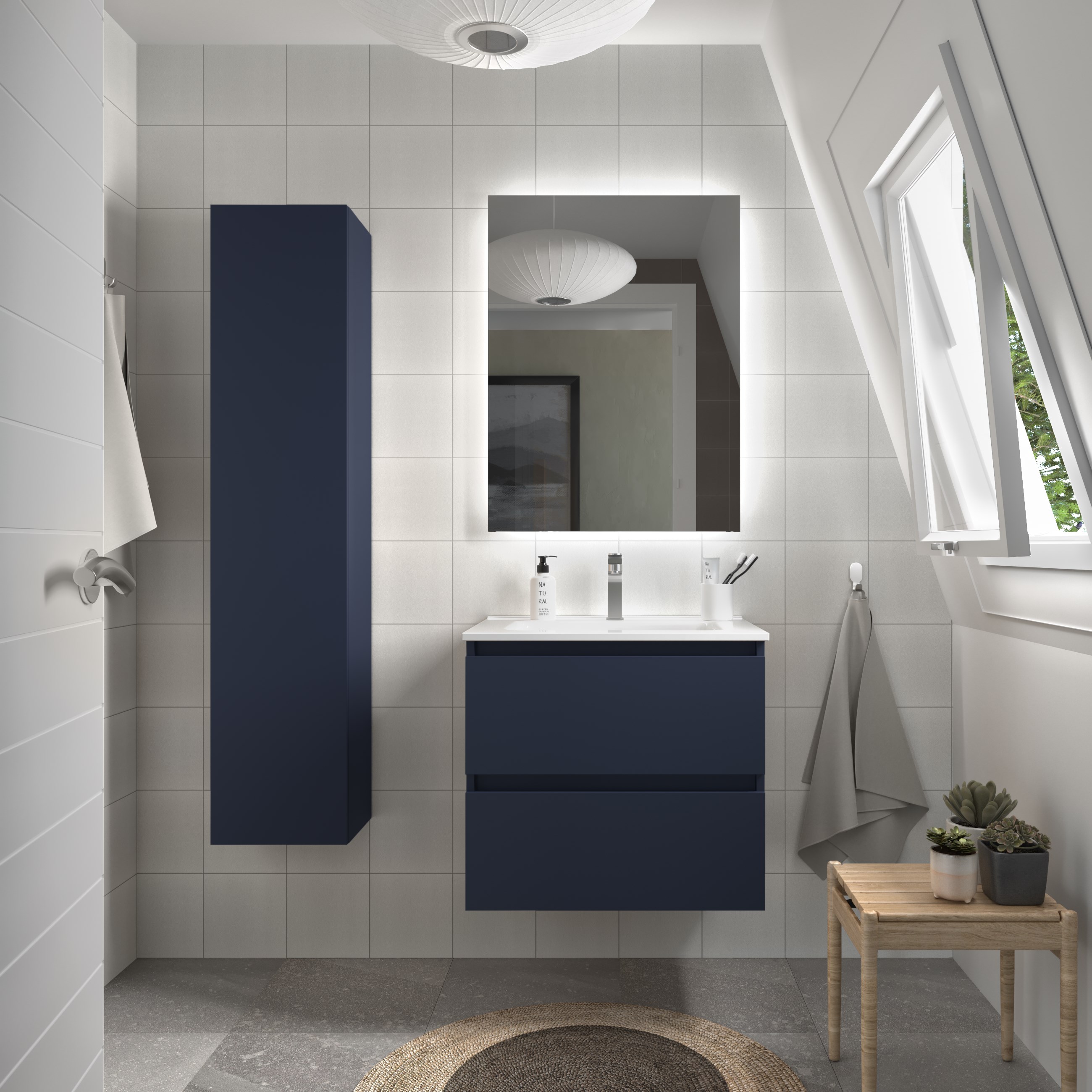 Mueble de baño Bequia con Lavabo Oslo - Azul 60 cm Azul-2