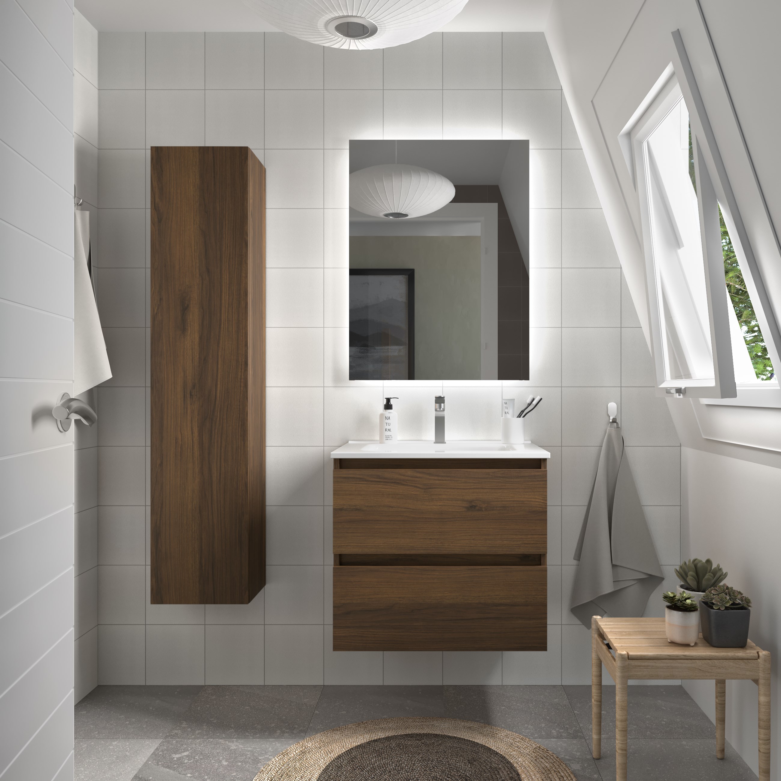 Imagen 0 de Mueble de baño Bequia con Lavabo Oslo Nogal