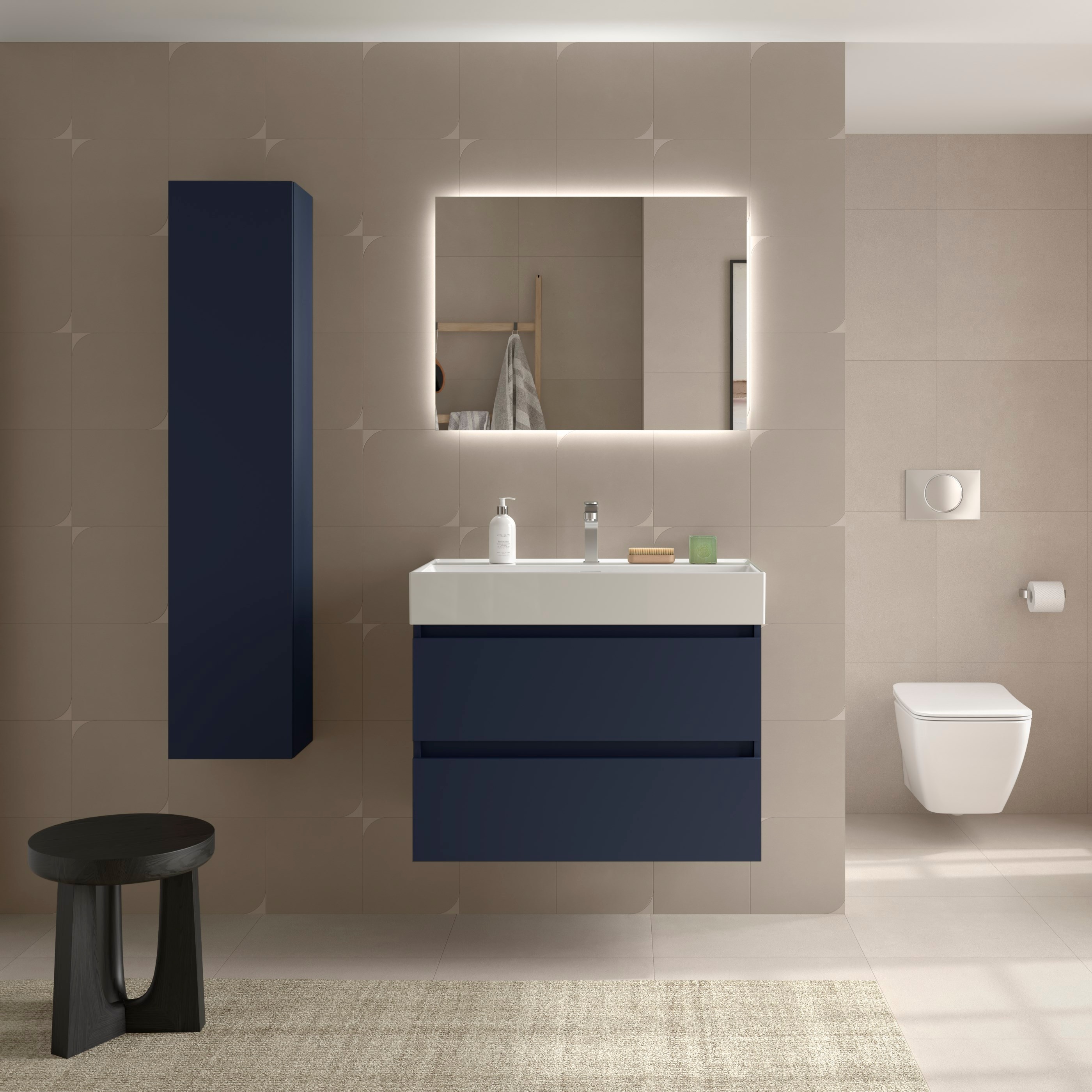 Mueble de baño Bequia con Lavabo Roma - Azul 80 cm Azul-2