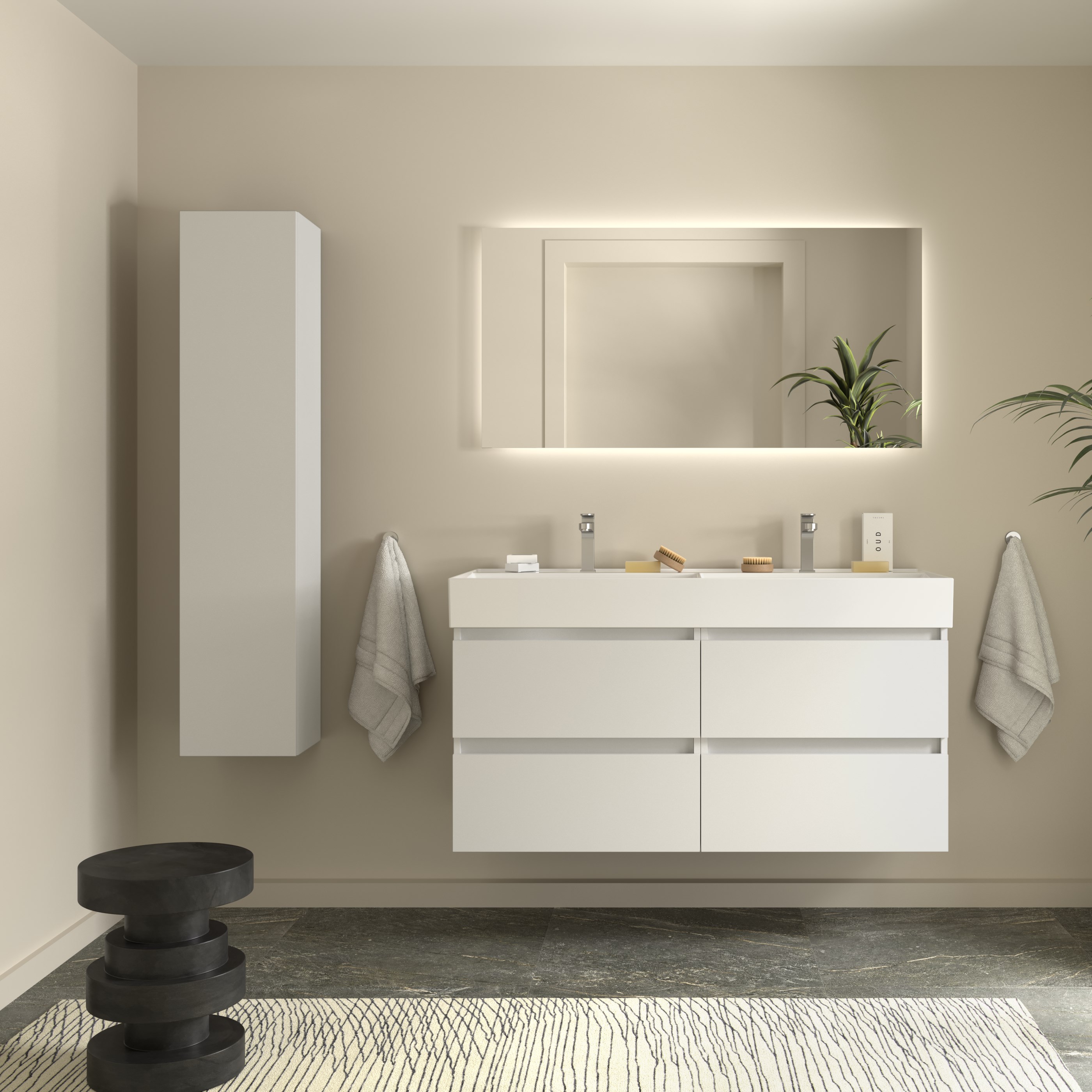 Imagen 2 de Mueble de baño Bequia con Lavabo doble Roma - Blanco 120 cm Blanco
