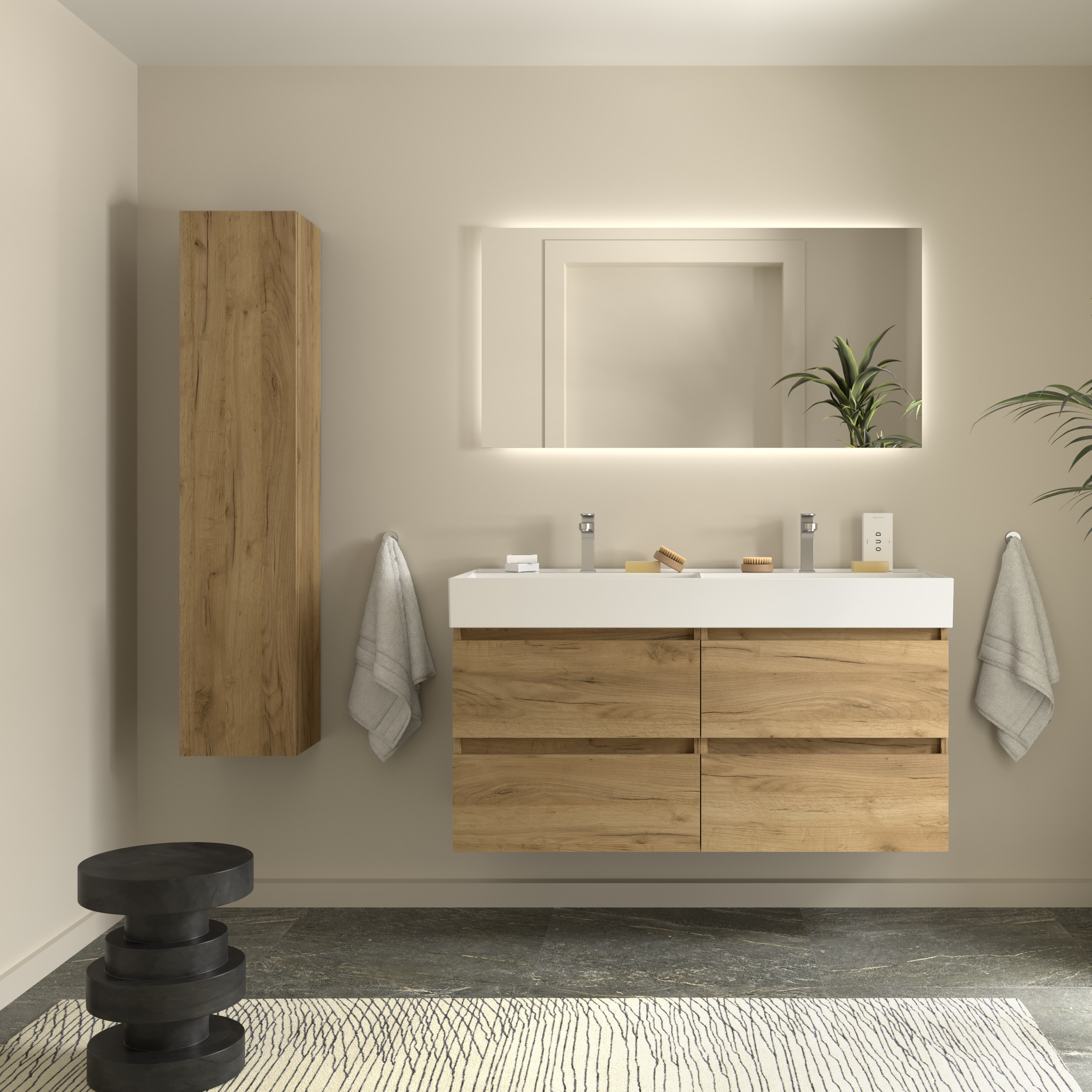 Imagen 2 de Mueble de baño Bequia con Lavabo doble Roma - Roble 120 cm Roble