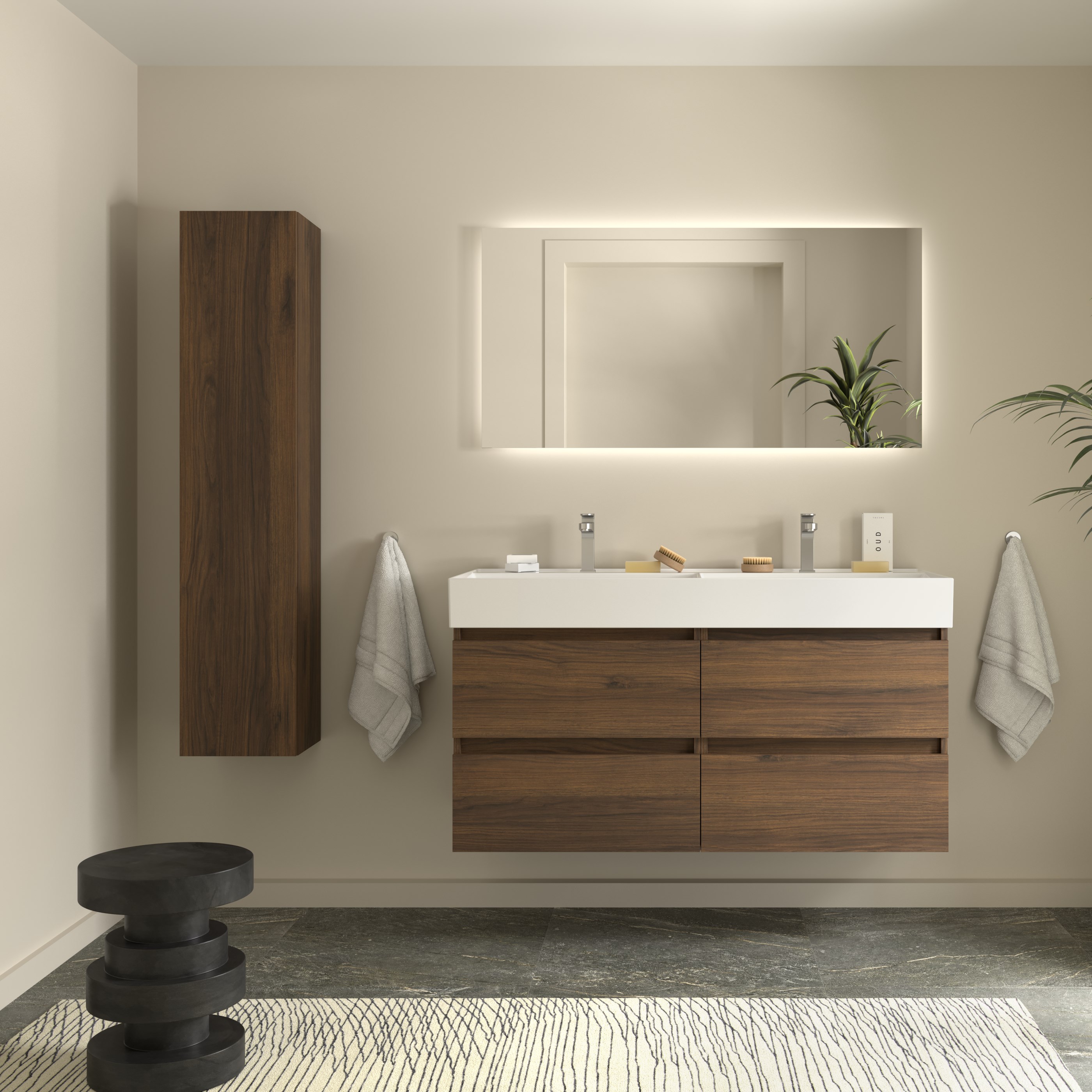 Imagen 2 de Mueble de baño Bequia con Lavabo doble Roma - Nogal 120 cm Nogal