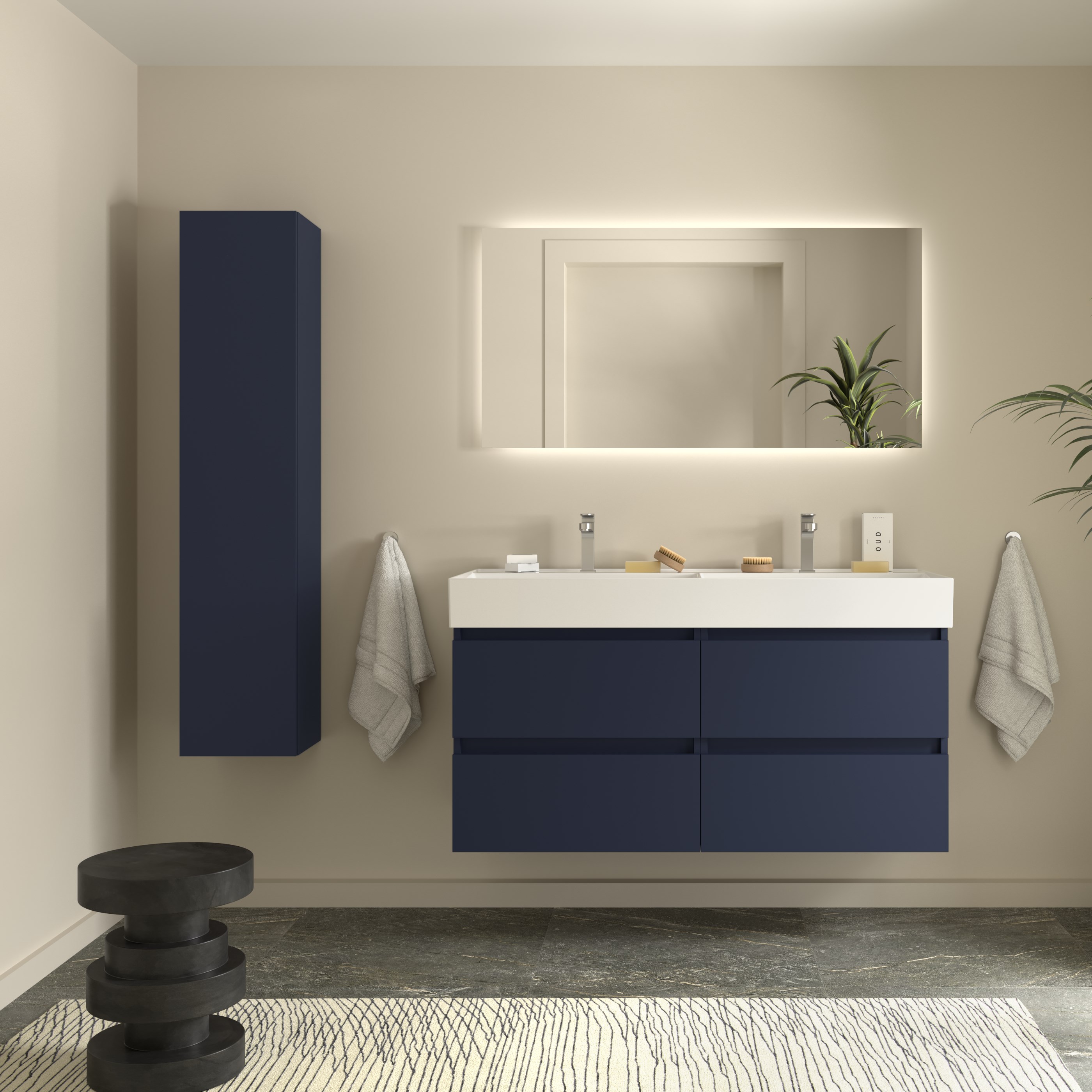 Imagen 2 de Mueble de baño Bequia con Lavabo doble Roma - Azul 120 cm Azul