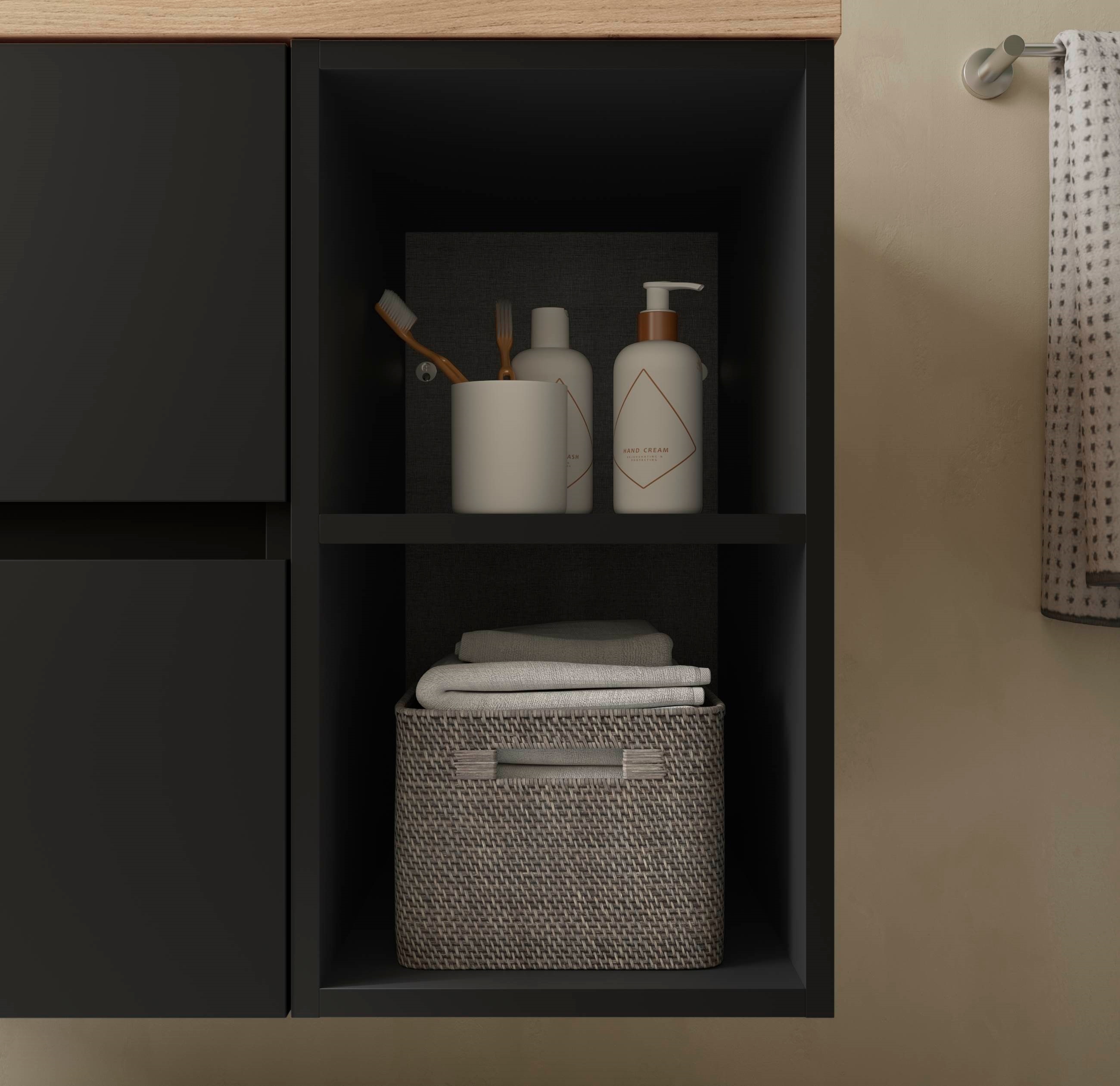 Imagen 4 de Mueble de baño Bequia con Lavabo Oslo con Coqueta 2 huecos Derecha - Negro 100 cm Negro