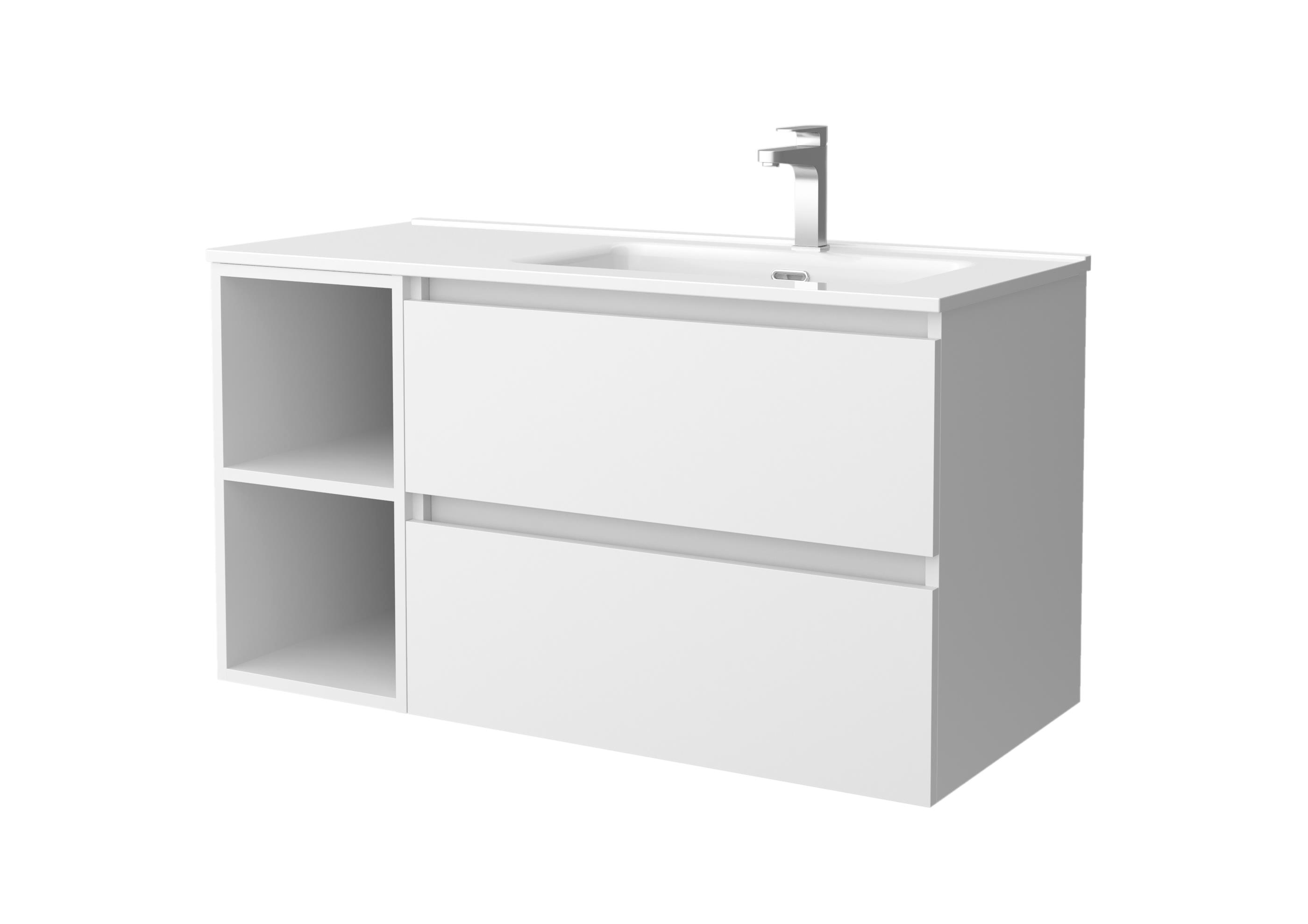 Imagen 1 de Mueble de baño Bequia con Lavabo Oslo con Coqueta 2 huecos Izquierda - Blanco 100 cm Blanco