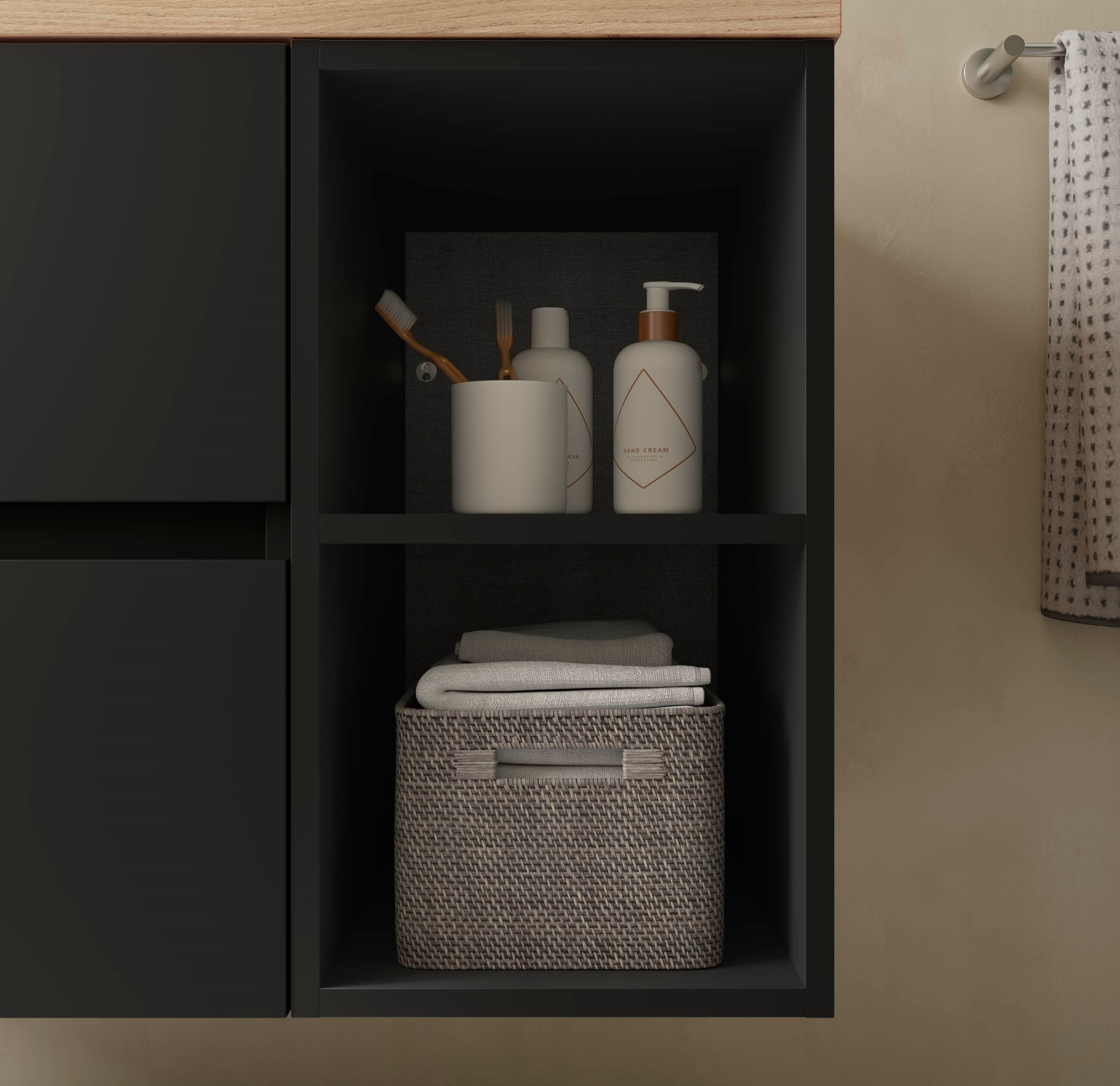 Imagen 4 de Mueble de baño Bequia con Lavabo Roma con 2 Coquetas 2 huecos - Negro 120 cm Negro