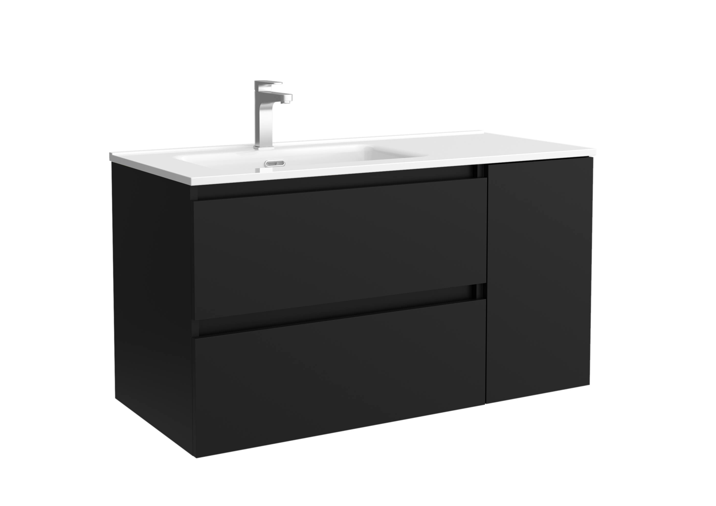 Imagen 1 de Mueble de baño Bequia con Lavabo Oslo con Coqueta 1 puerta Derecha - Negro 100 cm Negro