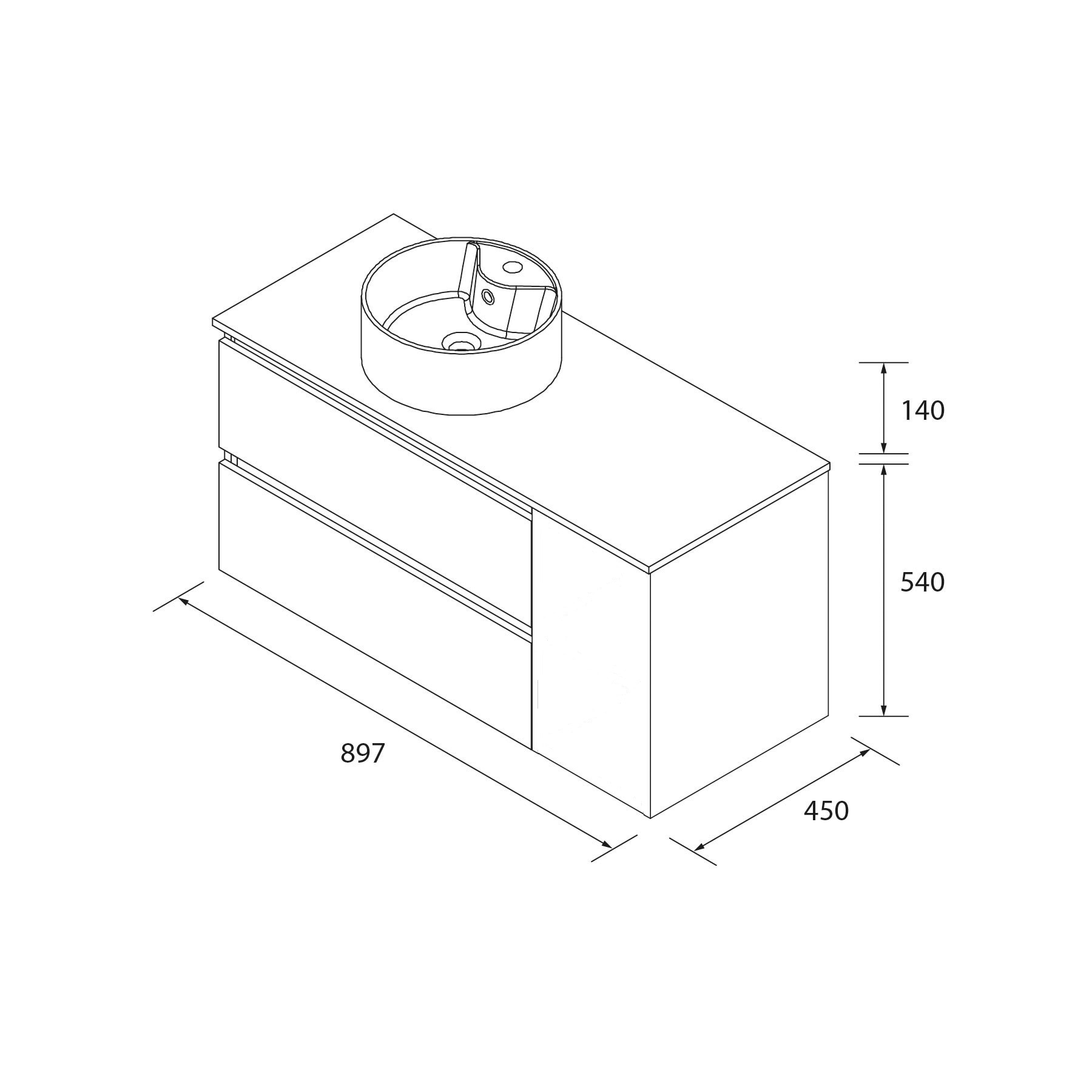 Imagen 5 de Mueble de baño Bequia con Encimera con Lavabo posar con Coqueta 1 puerta - Nogal 100 cm Nogal
