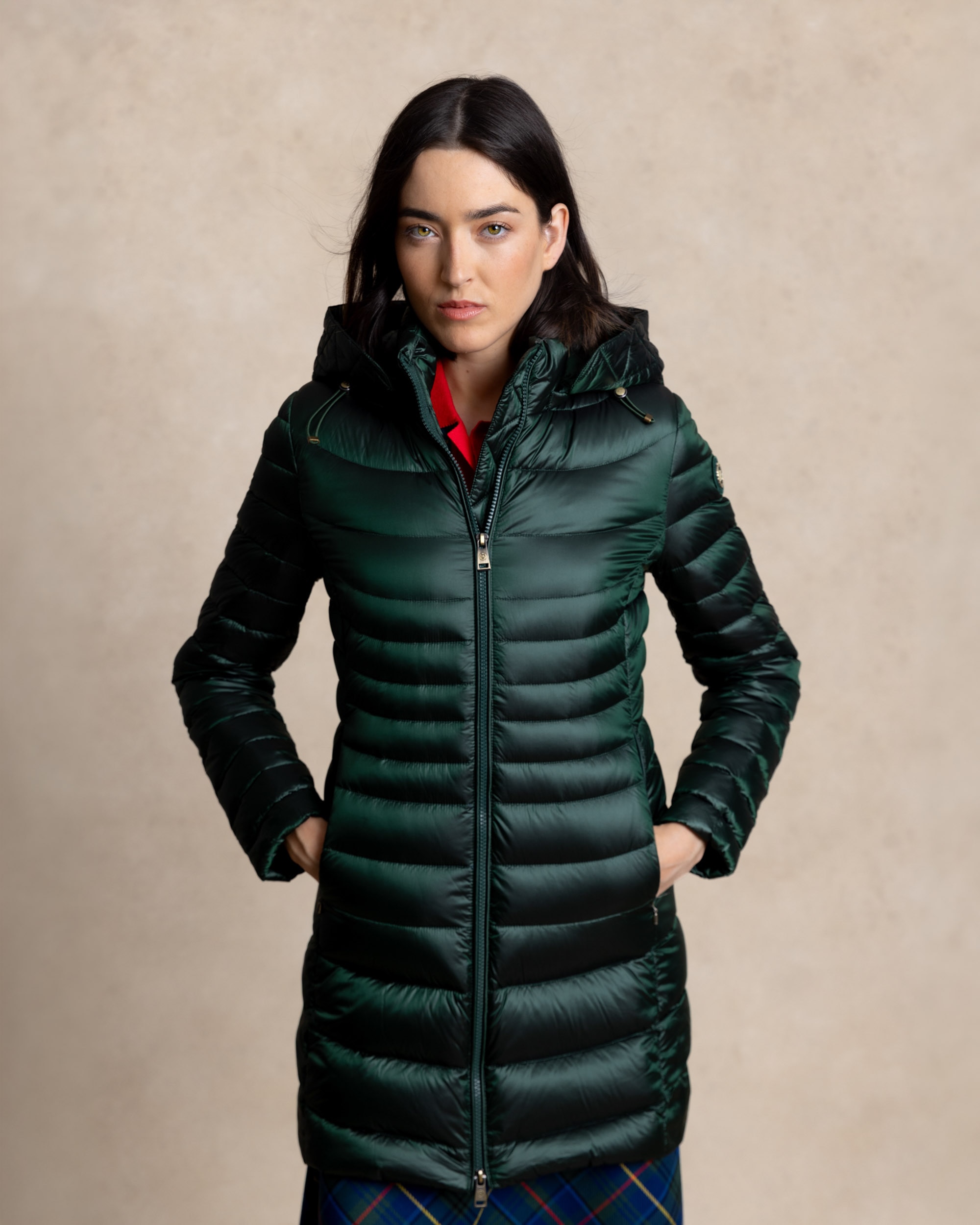 Plumífero largo de mujer - Henry Arroway - Verde oscuro Verde oscuro-4