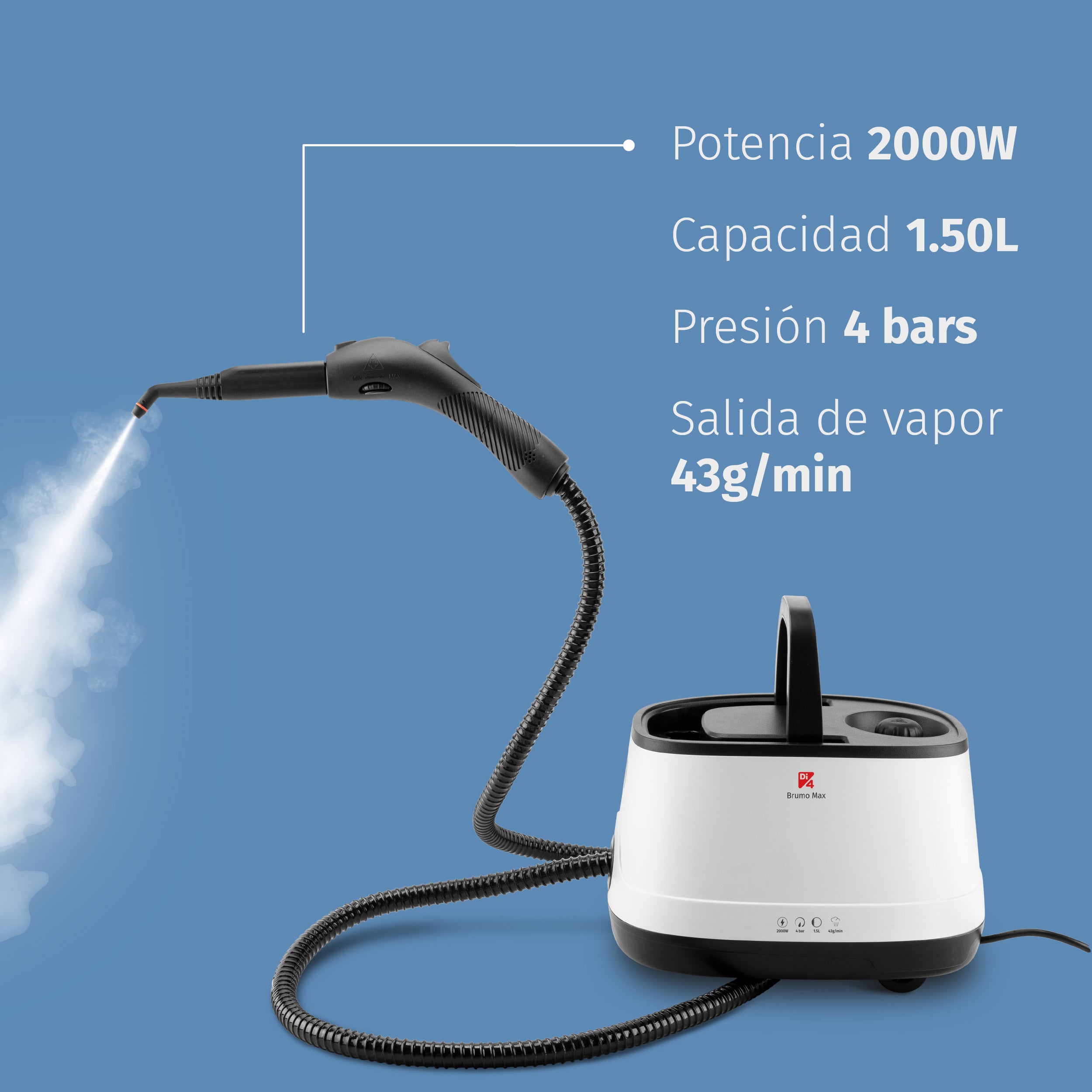 Limpiador a vapor Di4 Steamclean Brumo Max - Blanco / Negro Blanco / Negro-3