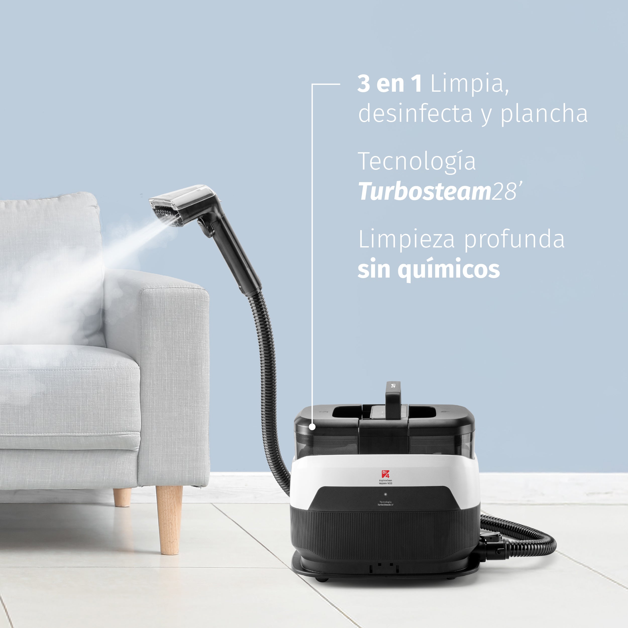 Aspirador para tapicerías a vapor Di4 Aspiroclean Vapore 1650 - Blanco / Negro Blanco / Negro-3