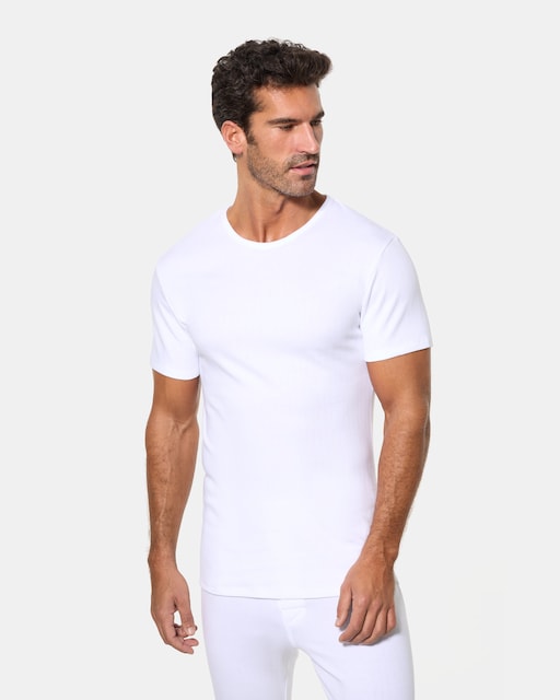 Imagen 0 de Camiseta interior térmica de hombre en blanco de manga corta