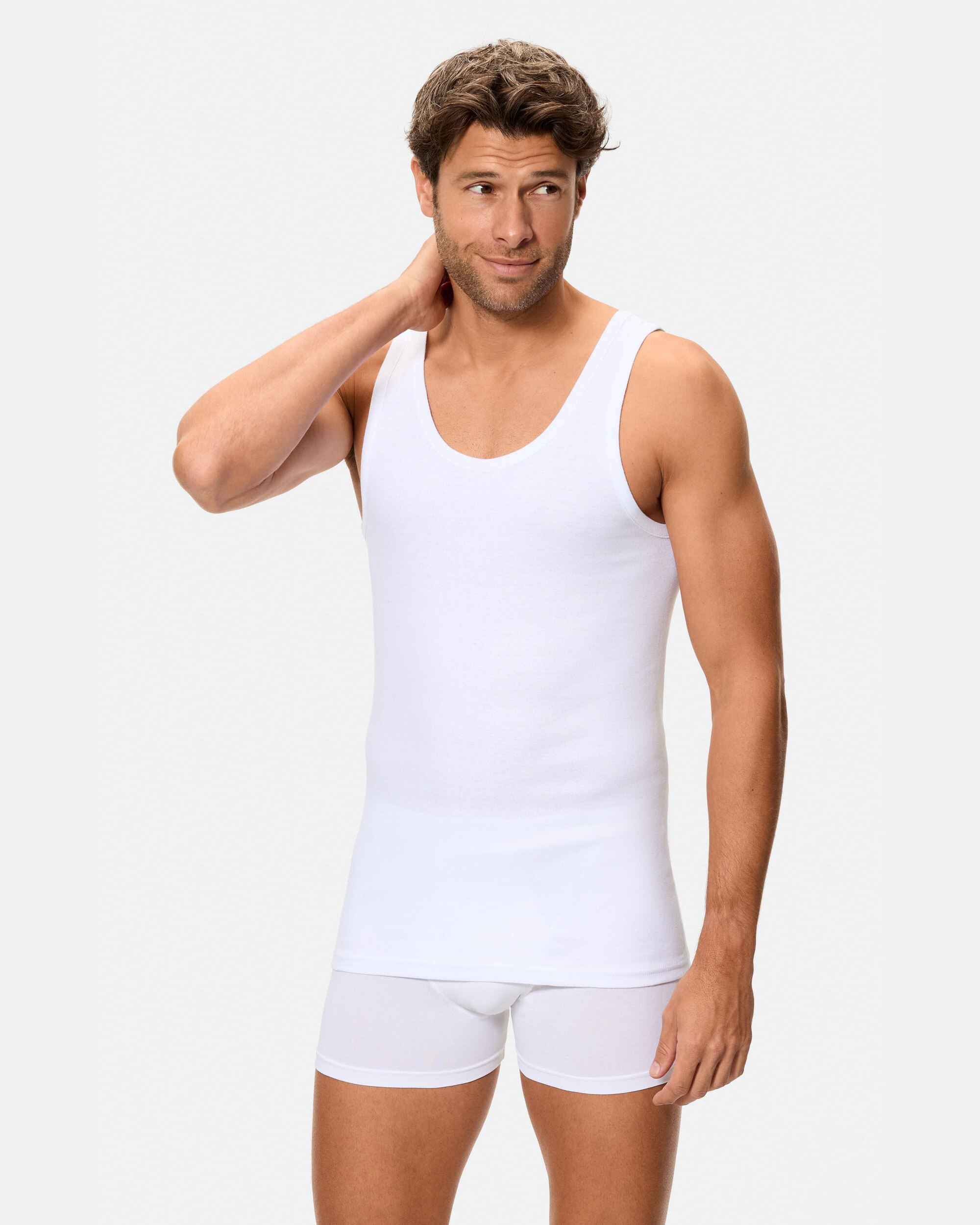 Camiseta interior de hombre de tirantes canalé 100% algodón - Abanderado - Blanco Blanco-3