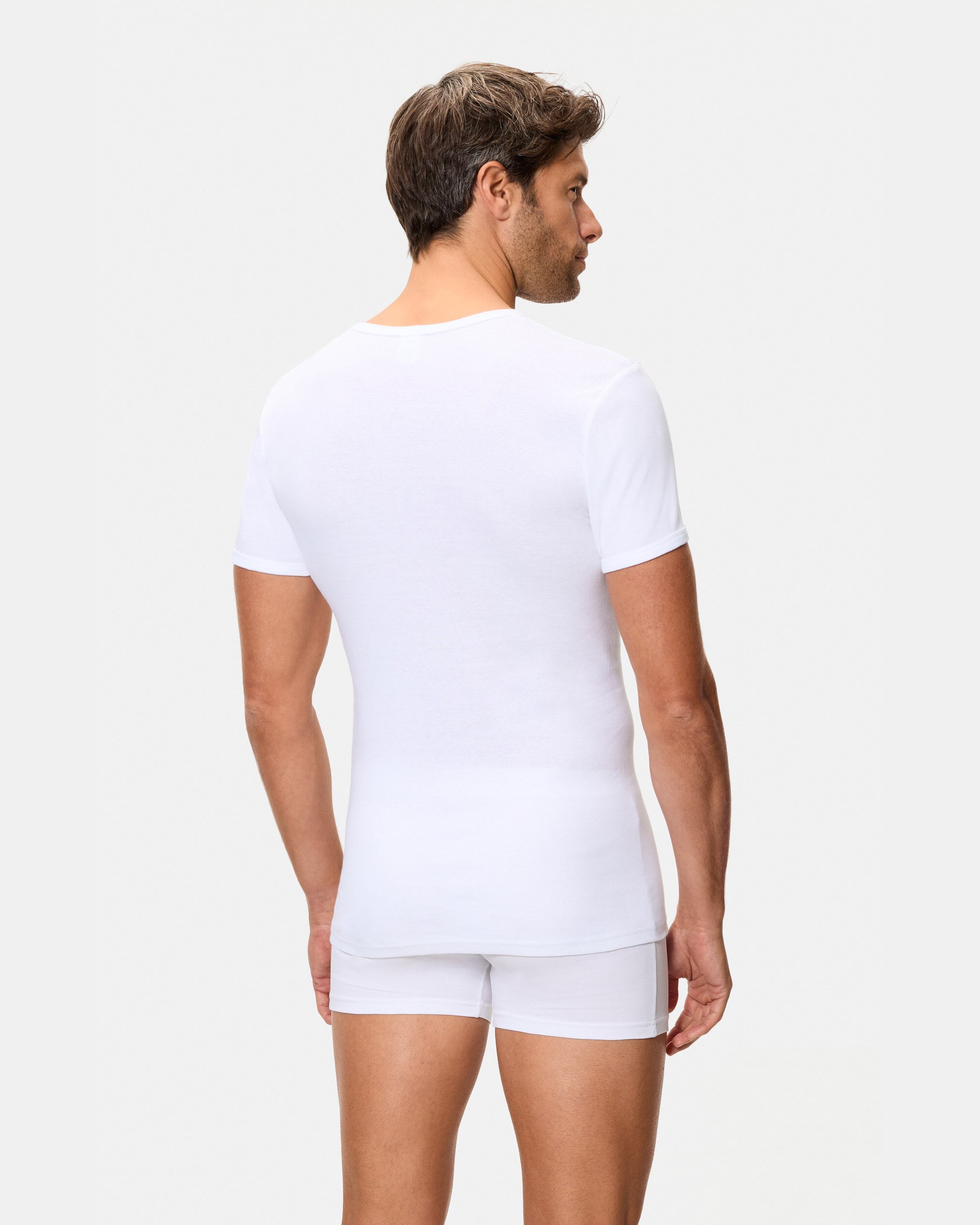 Camiseta interior de hombre de manga corta cuello redondo 100% algodón - Abanderado - Blanco Blanco-2