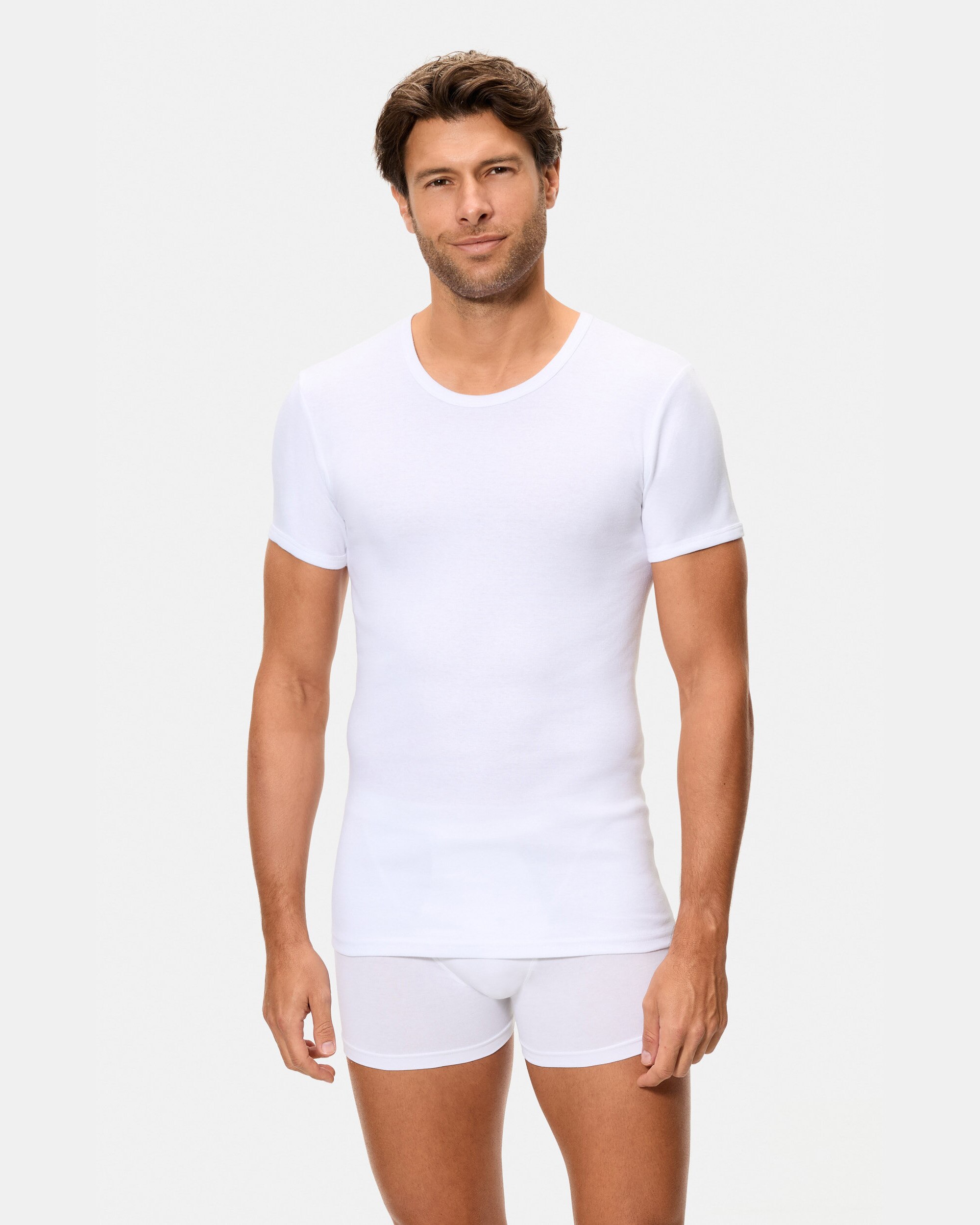 Camiseta interior de hombre de manga corta cuello redondo 100% algodón - Abanderado - Blanco Blanco-3