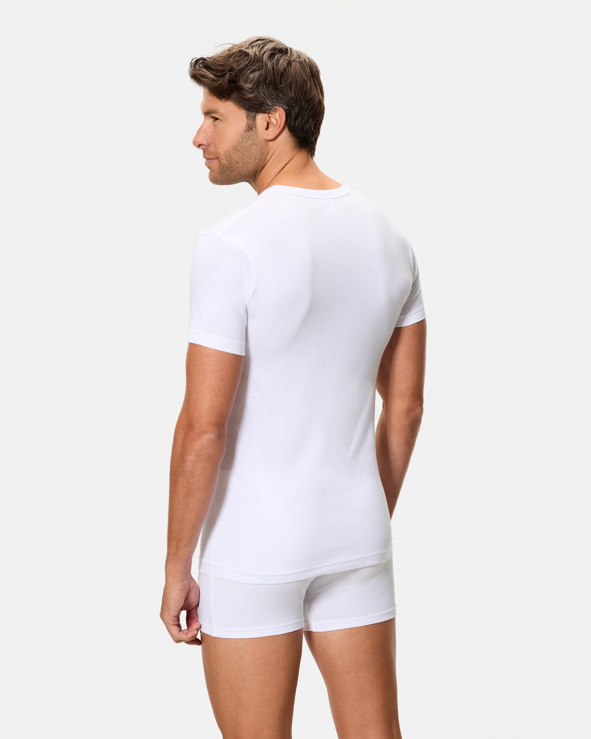 Camiseta interior de hombre de manga corta cuello v algodón 100% - Abanderado - Blanco Blanco-2