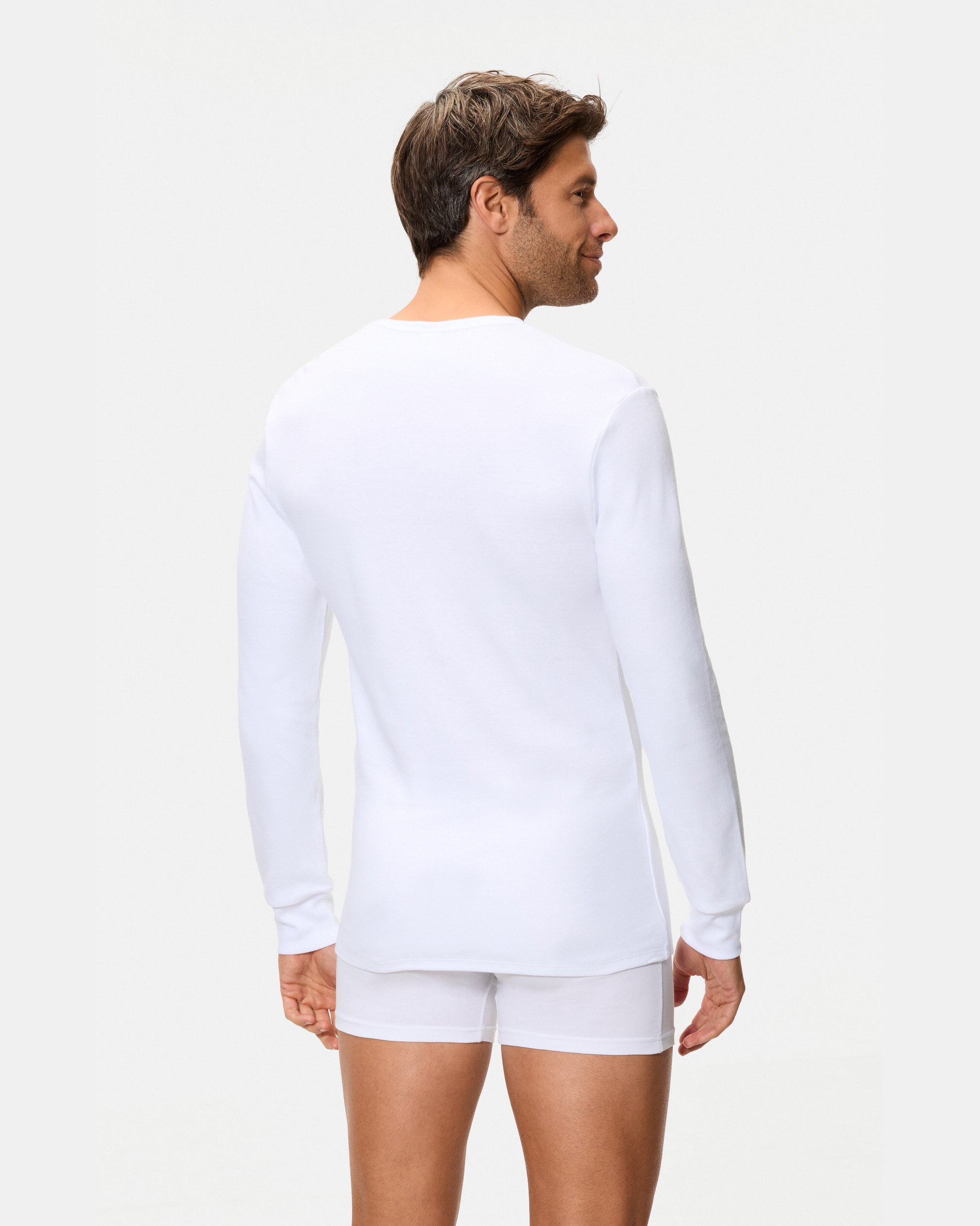 Camiseta térmica manga larga cuello redondo 100% algodón - Abanderado - Blanco Blanco-2