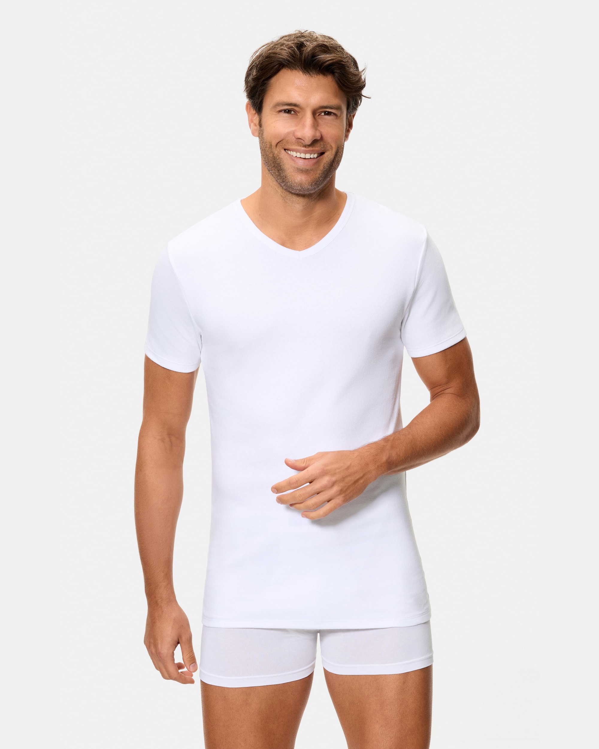 Camiseta térmica manga corta cuello v 100% algodón - Abanderado - Blanco Blanco-1