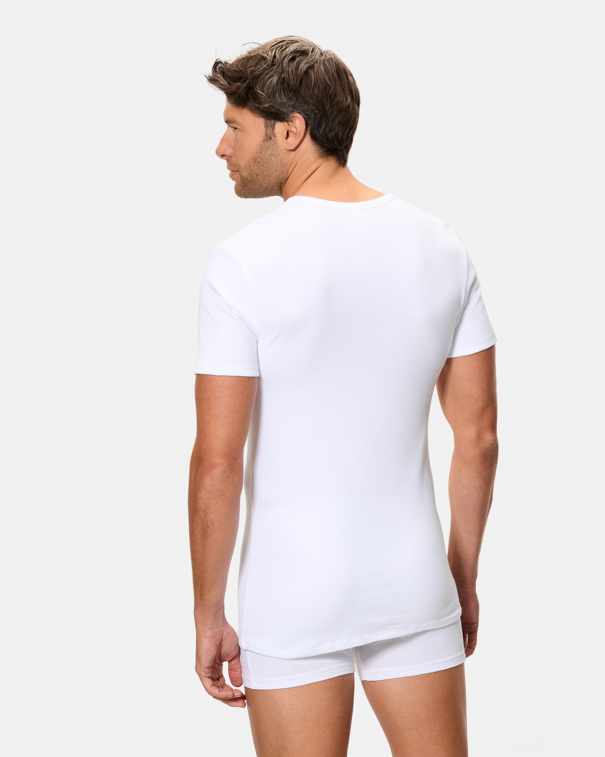 Camiseta térmica manga corta cuello v 100% algodón - Abanderado - Blanco Blanco-2
