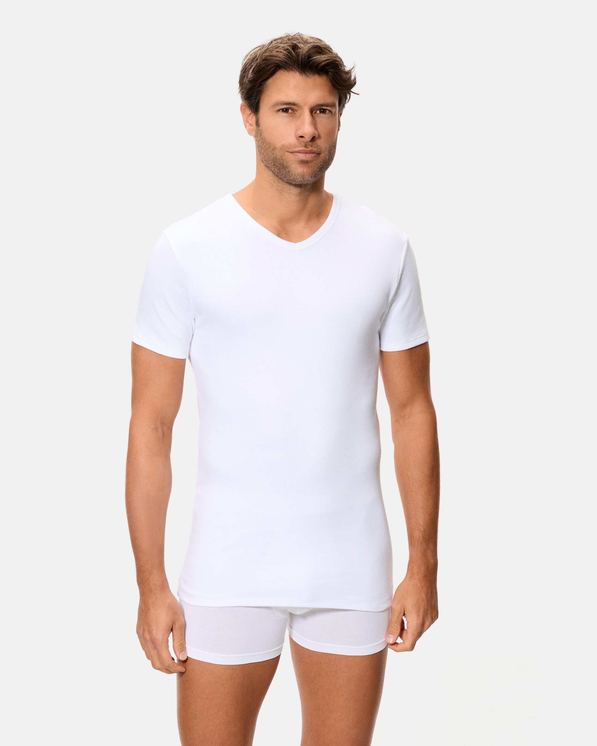 Camiseta térmica manga corta cuello v 100% algodón - Abanderado - Blanco Blanco-3