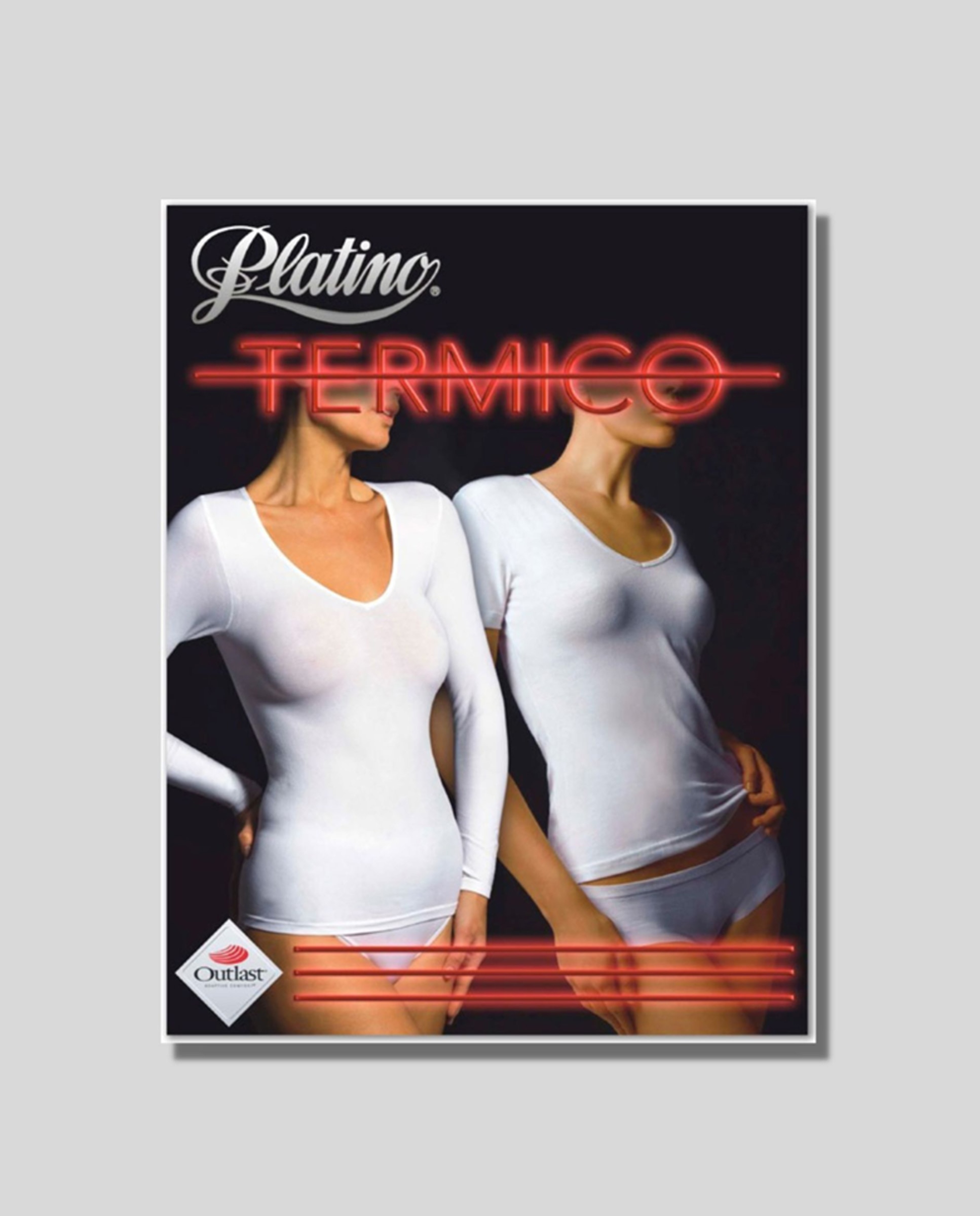 Camiseta interior de mujer térmica de manga larga - Platino - Negro Blanco-2