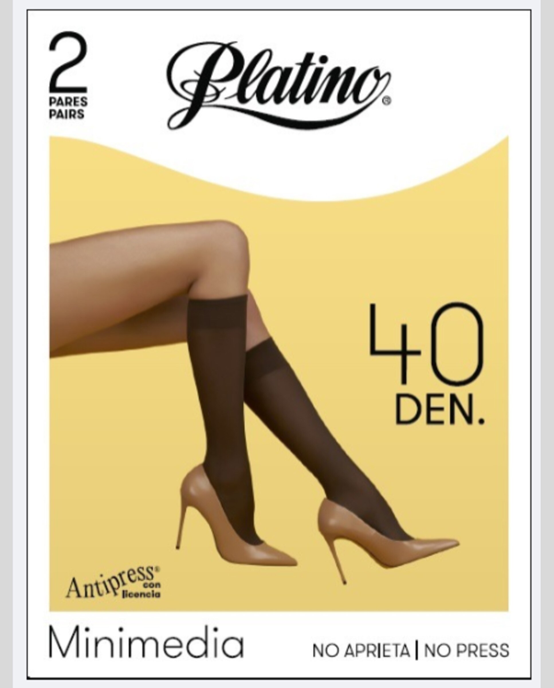 Minimedia de mujer con puño antipresión y tejido opaco - Platino - Negro Negro-2
