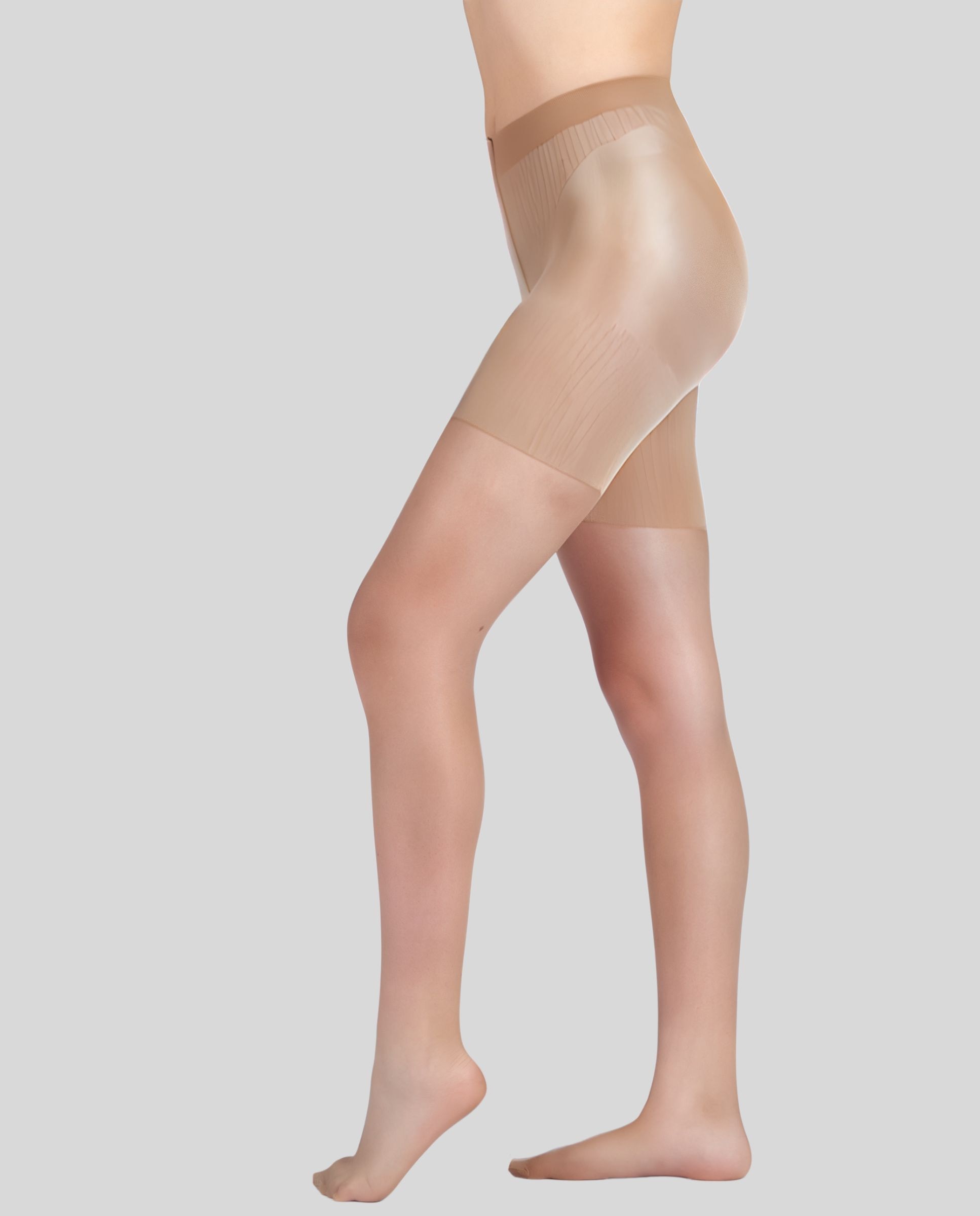 Panty de compresión liso 15 deniers brillo - Platino - Beige Beige-1