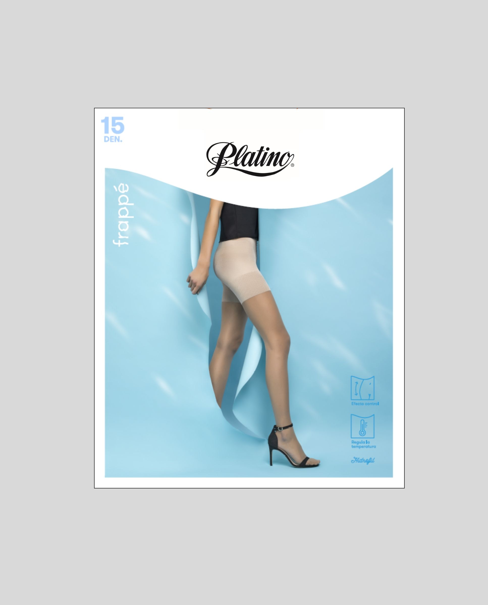 Panty de compresión liso 15 deniers brillo - Platino - Beige Beige-2