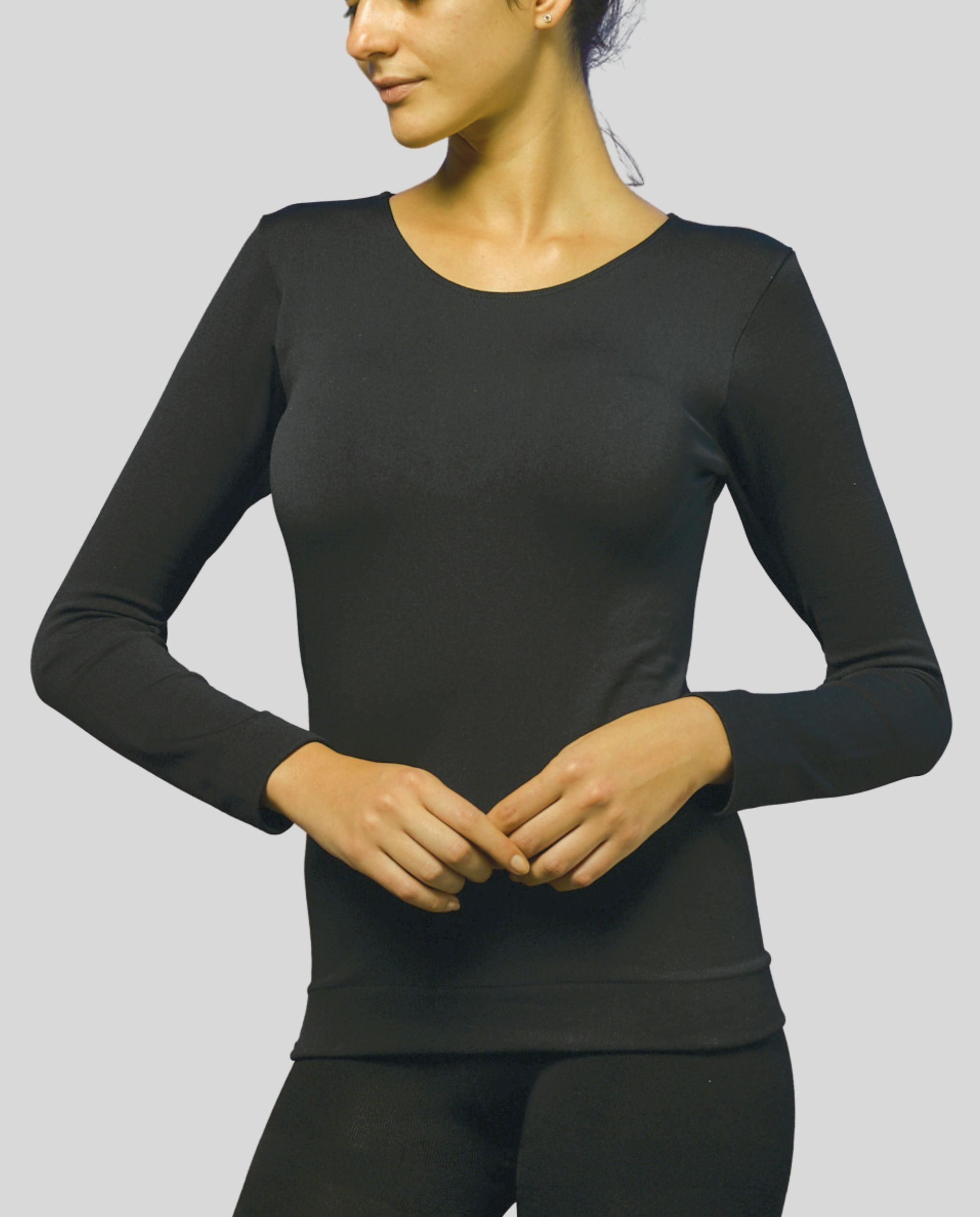 Imagen 0 de Camiseta interior de mujer térmica de manga larga Negro