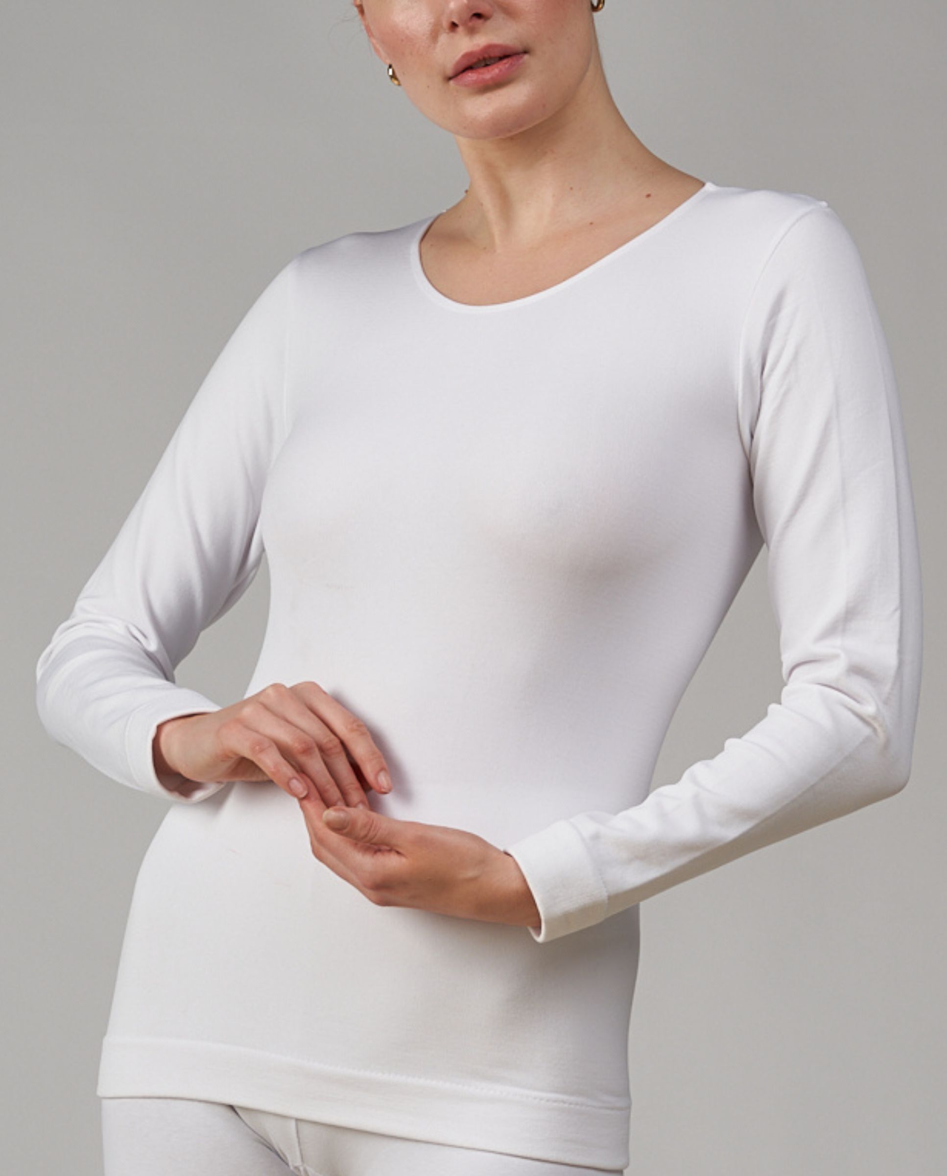 Camiseta interior de mujer térmica de manga larga - Platino - Natural Blanco-1