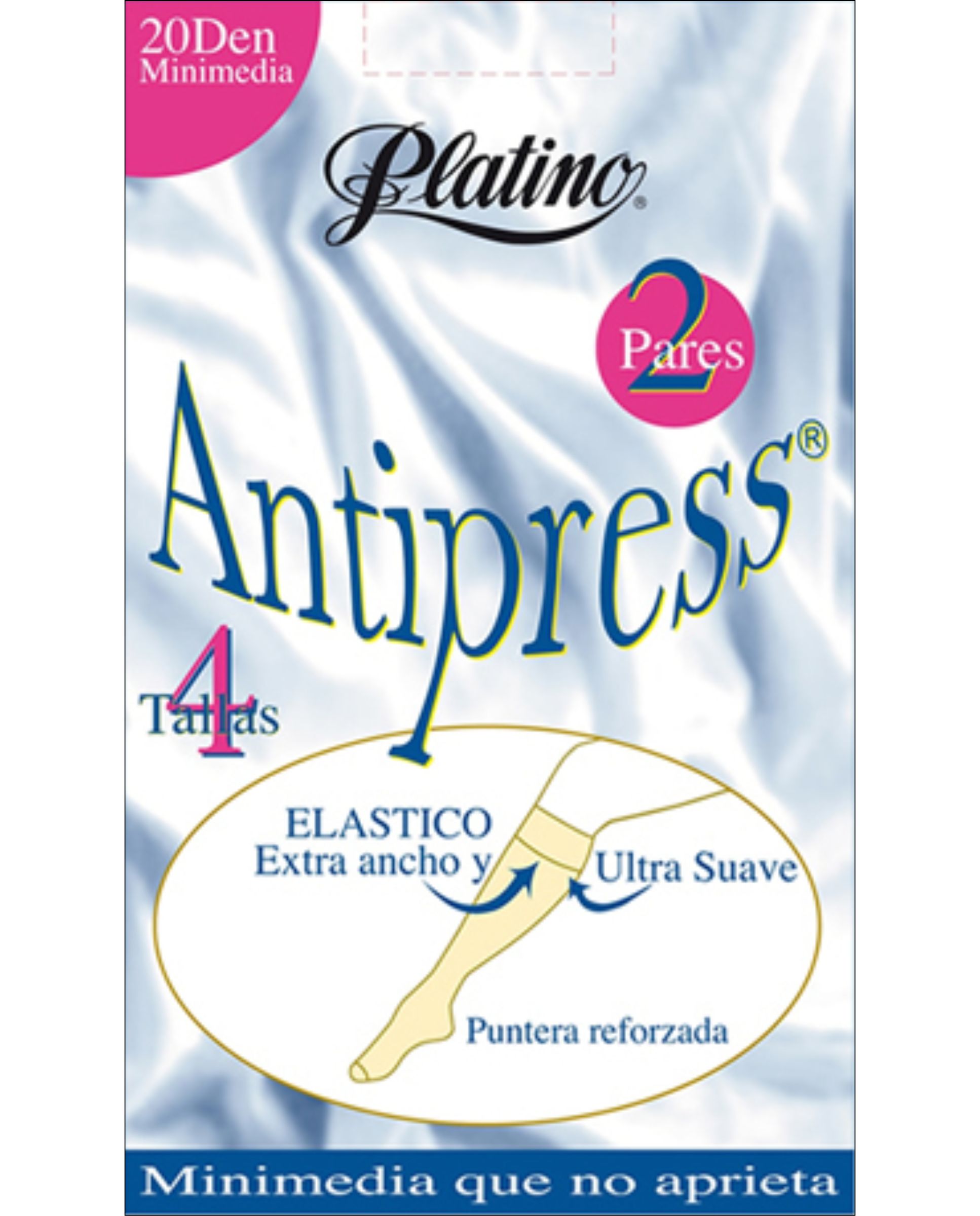 Pack mini-medias de mujer 20 deniers puño antipress en presentación 2 pares - Platino - Negro Negro-2