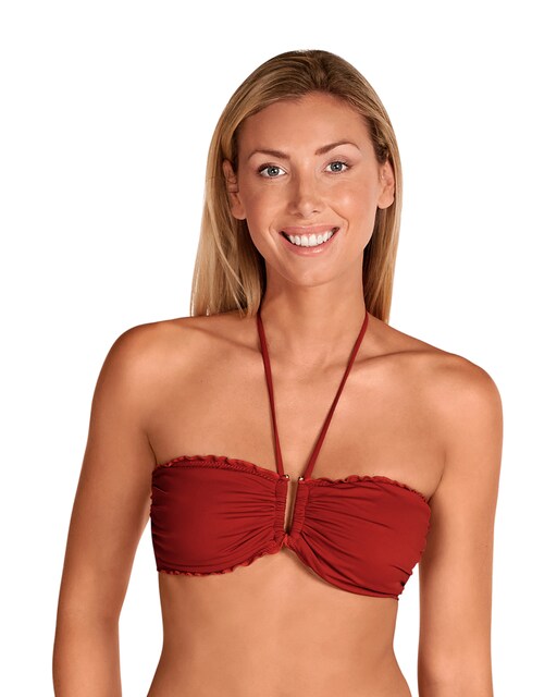 Imagen 0 de Top de bikini de capacidad bandeau en tejido liso