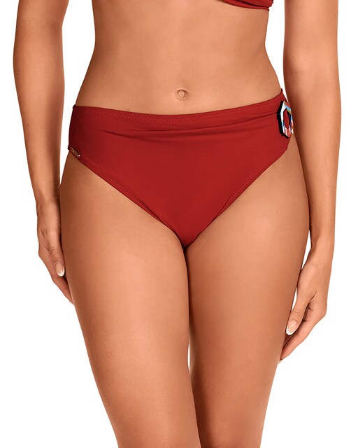 Imagen 0 de Braga de bikini de altura media con anilla de colores en tejido liso