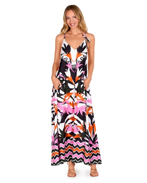 Imagen 0 de Vestido de playa largo con lazo ajustable en los tirantes